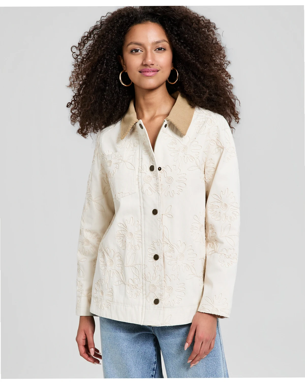 Petite Embroidered Barn Jacket, Macy's Exclusive
