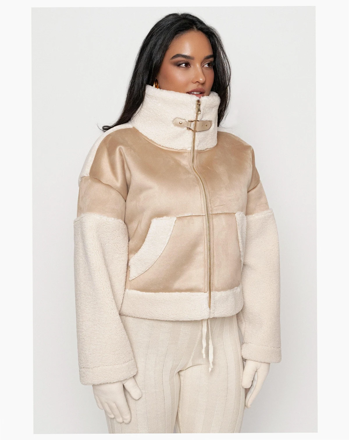 Women's Suede And Sherpa Jacket