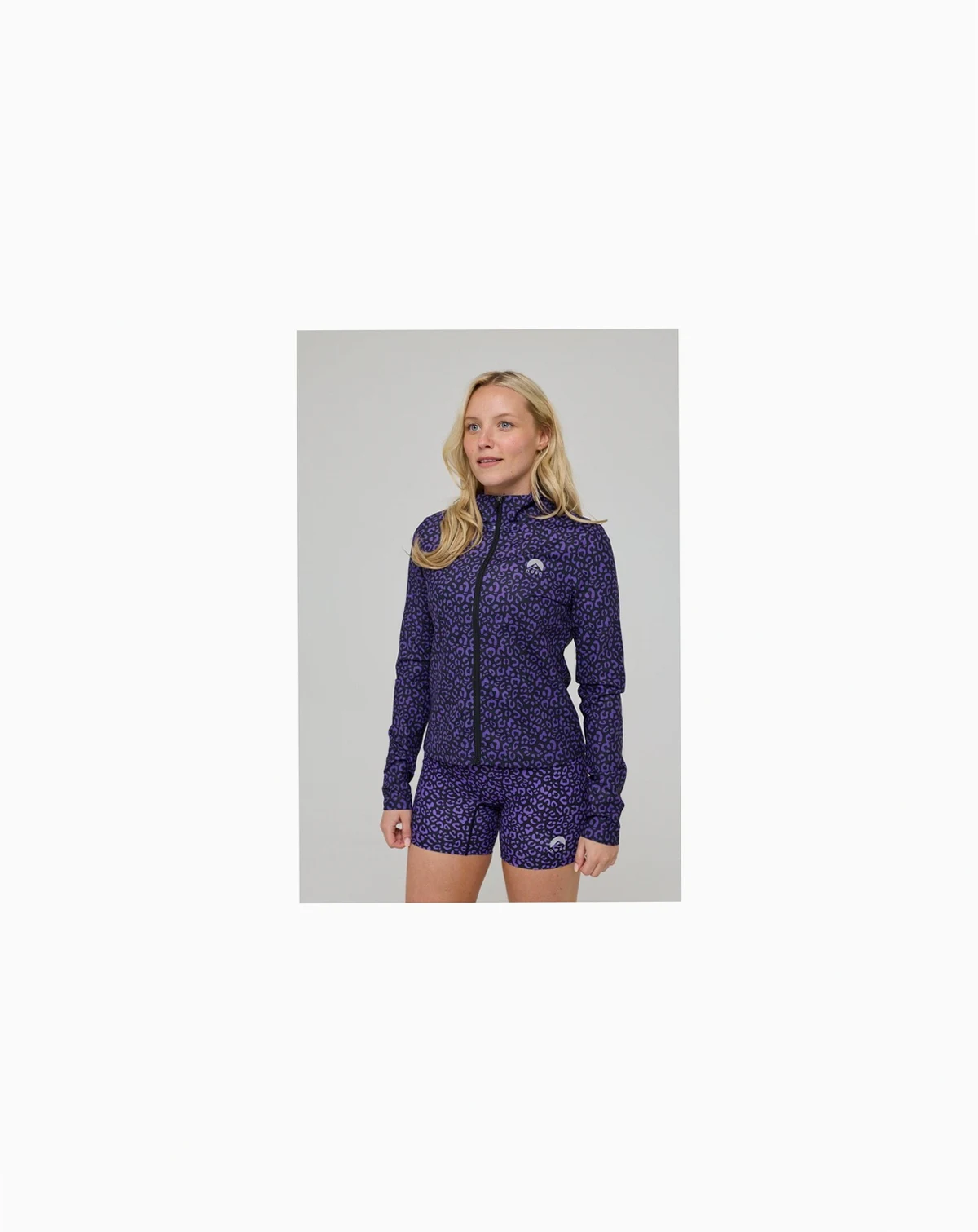 Women's Infinite Cropped Zipped Jacket - Purple Leopard