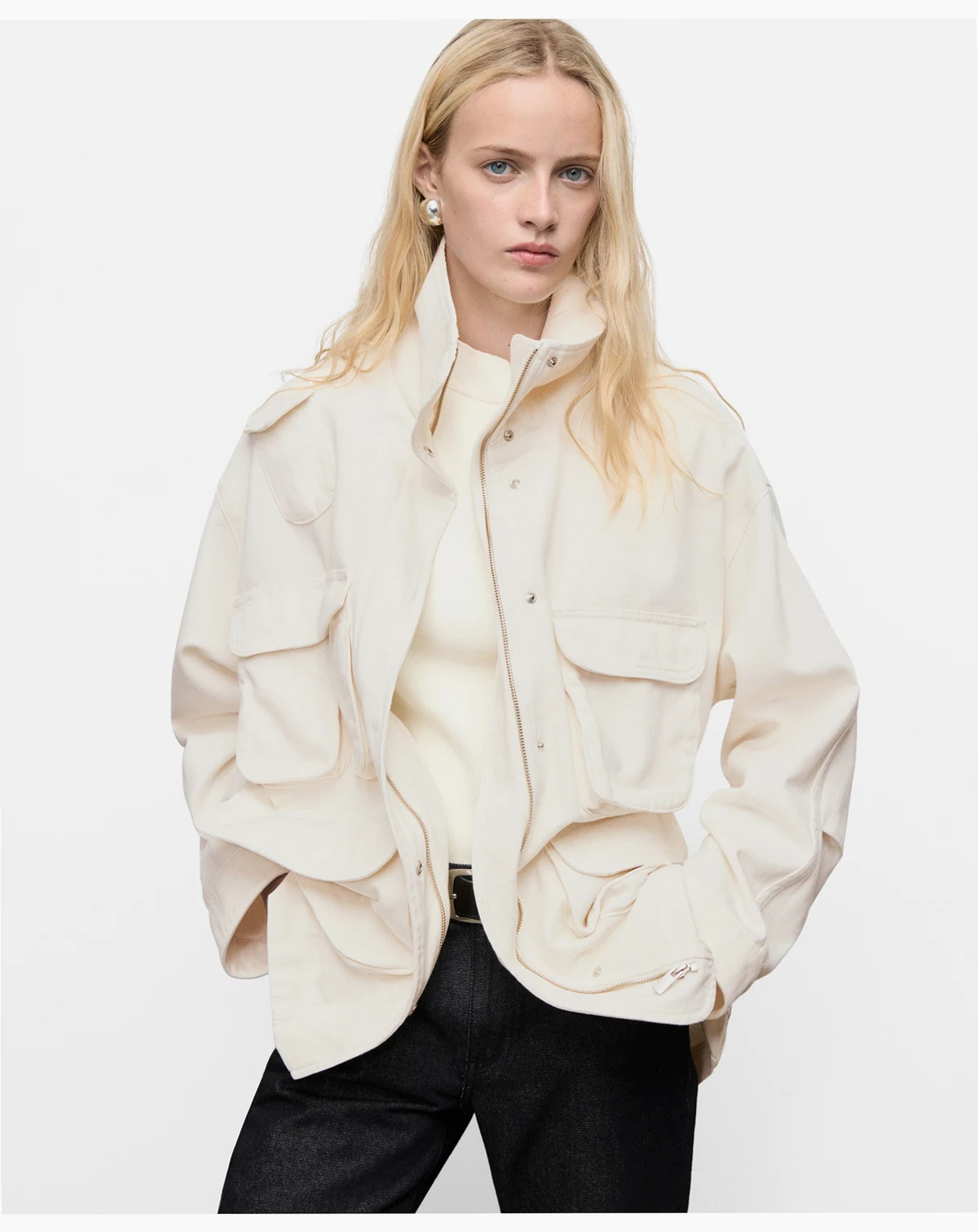Women's Pockets Oversized Denim Parka