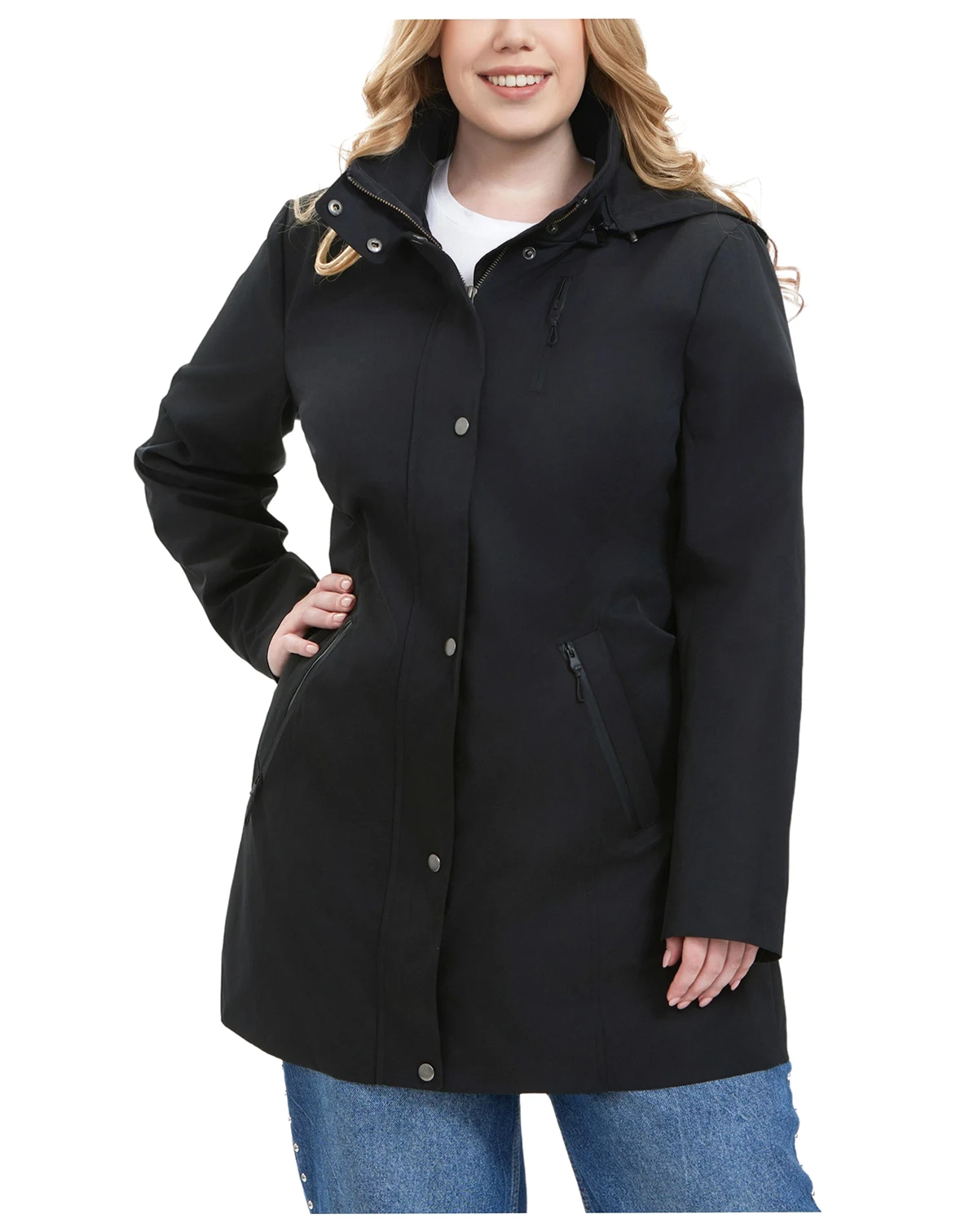 Plus Size Water-Resistant Hooded Anorak Jacket