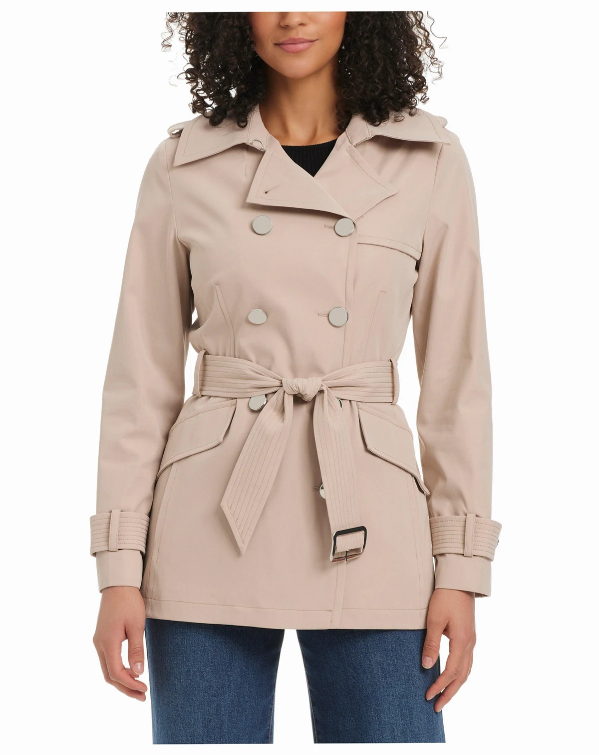 Women's Short Water-Resistant Double-Breasted Trench