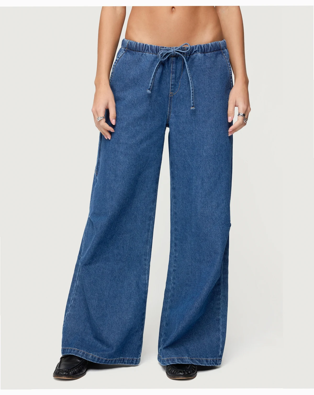 Women's Vicky Tie Waist Low Rise Baggy Jeans