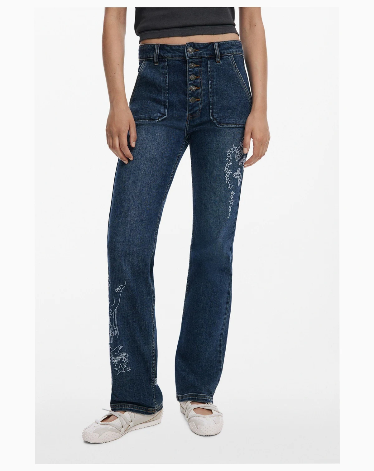 Women's Embroidered jeans with square pockets