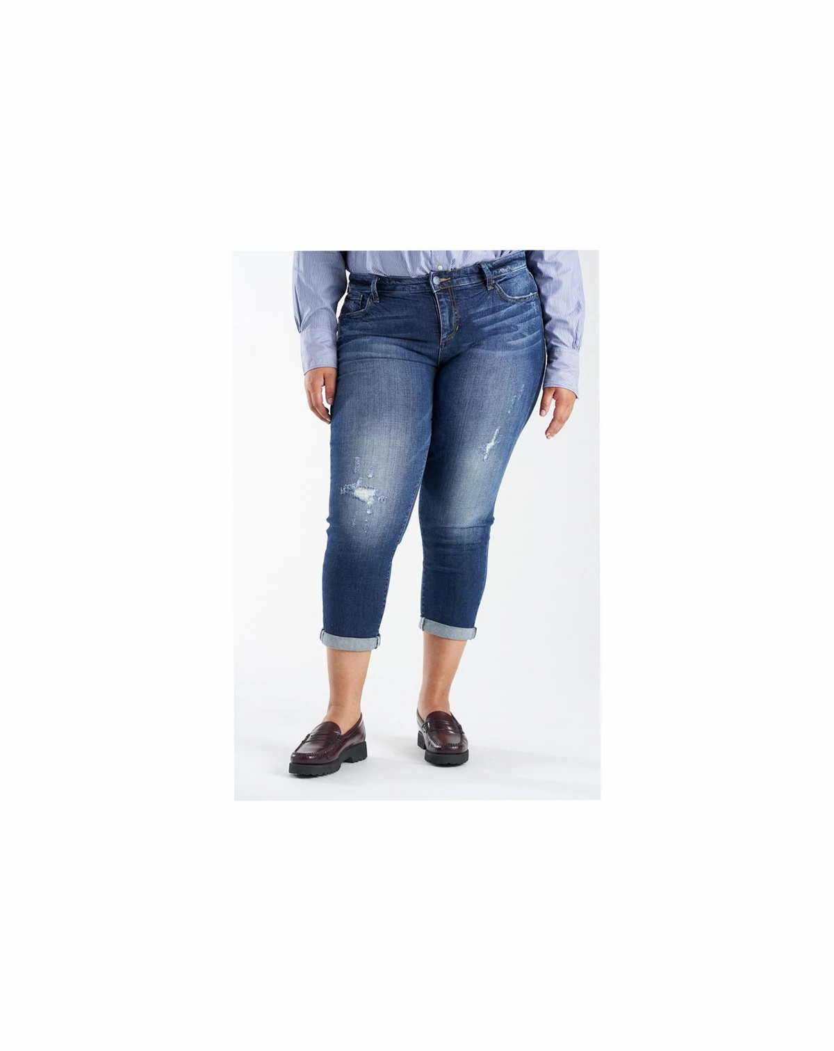 Plus Size Denim Mid Rise Boyfriend Jeans