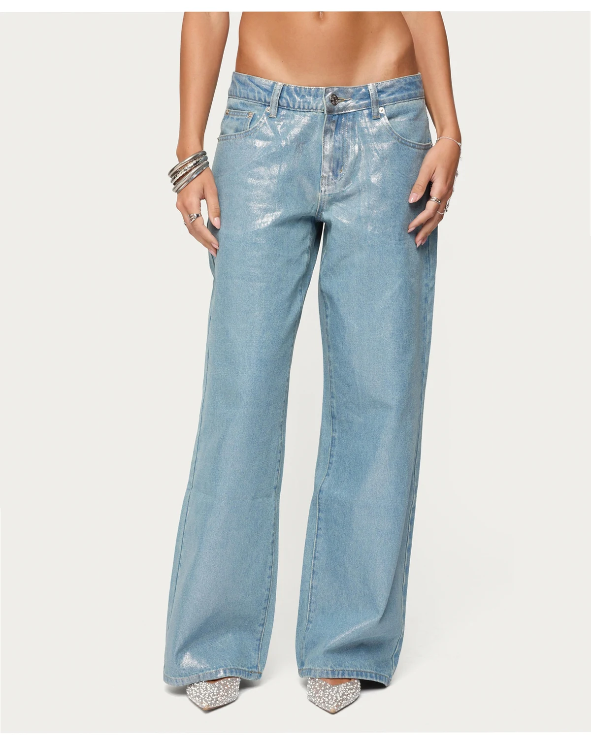 Women's Jenney Shiny Low Rise Baggy Jeans