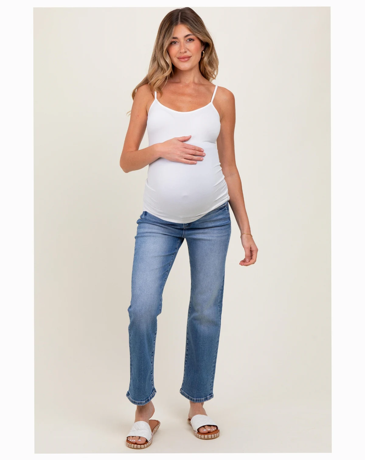 Maternity Blue Cropped Straight Leg Jeans