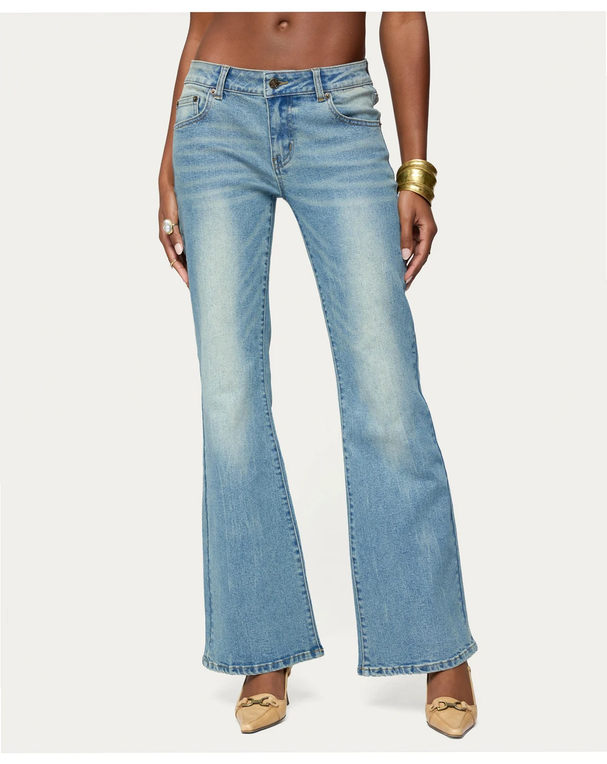 Women's Jenni Washed Low Rise Flared Jeans