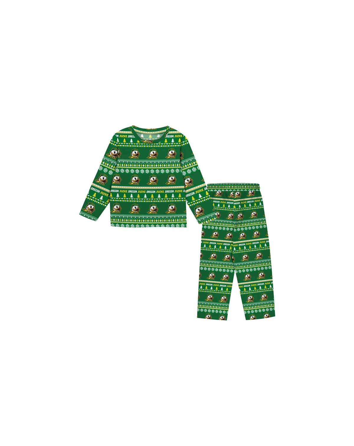 Toddler Green Oregon Ducks Ugly Sweater Pajama Set