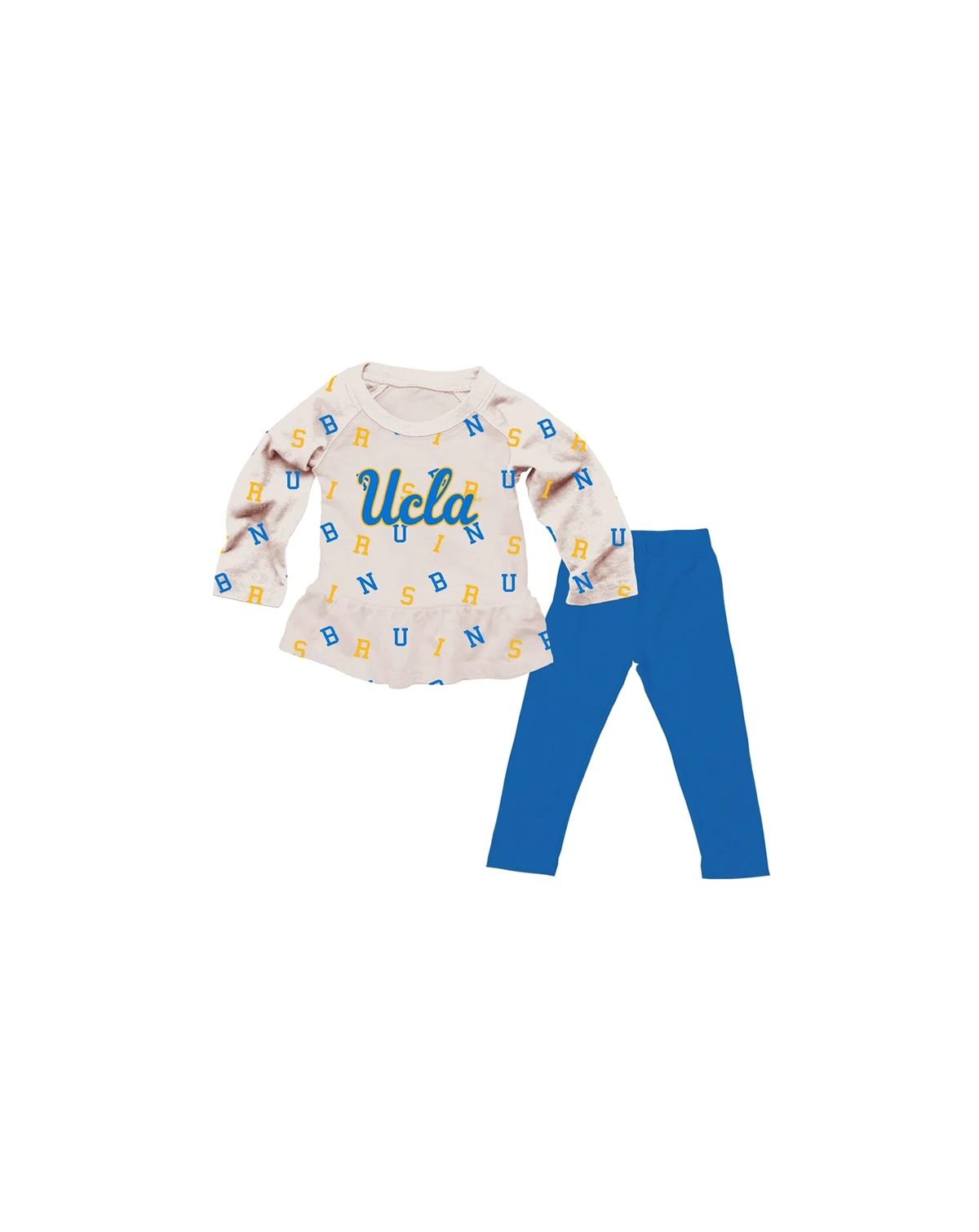 Girls Toddler 2-Piece Oatmeal UCLA Bruins Ruffle Raglan Long Sleeve T-Shirt and Leggings Set
