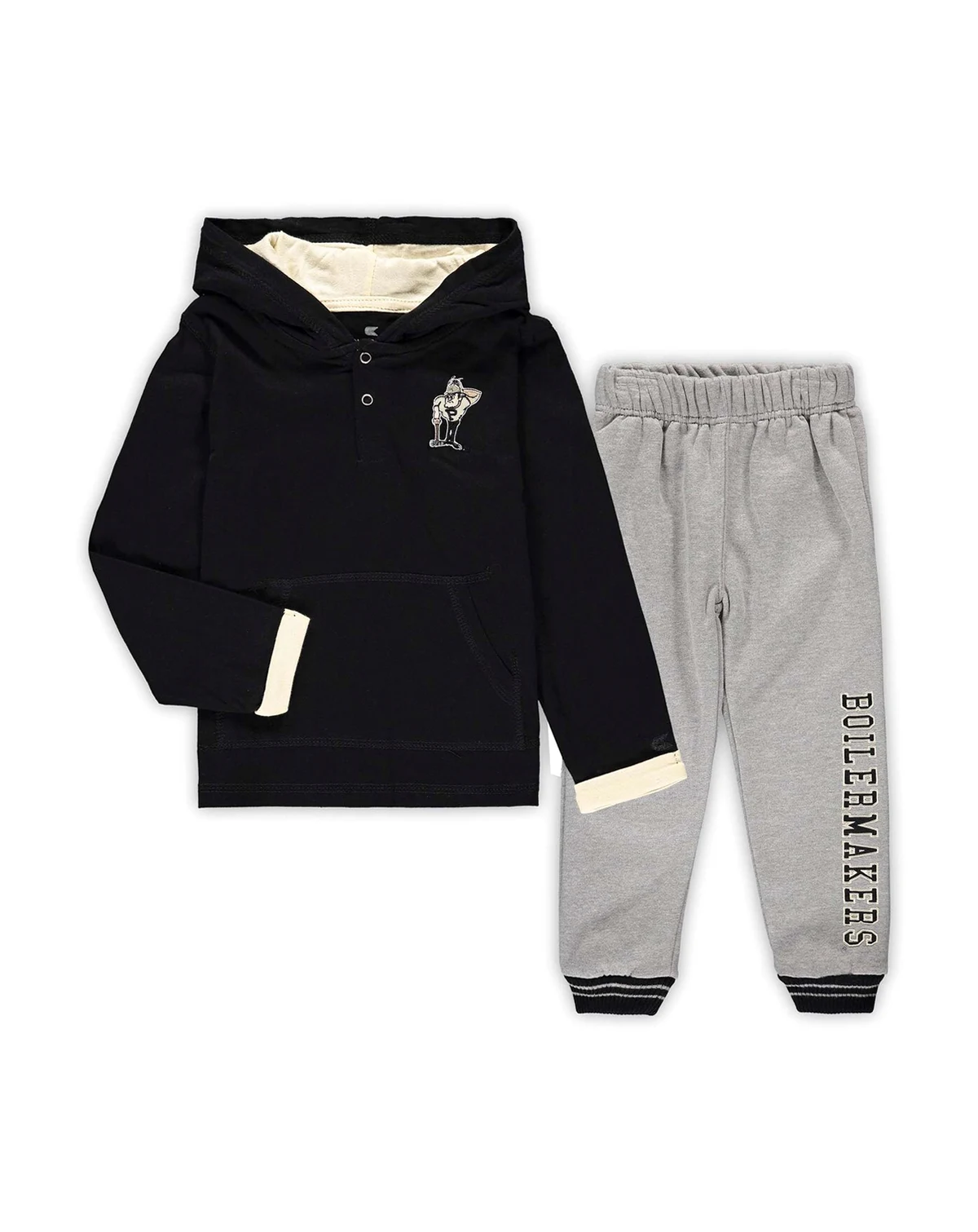 Toddler Boys and Girls Black, Heathered Gray Purdue Boilermakers Poppies Hoodie and Sweatpants Set, Pack of 2