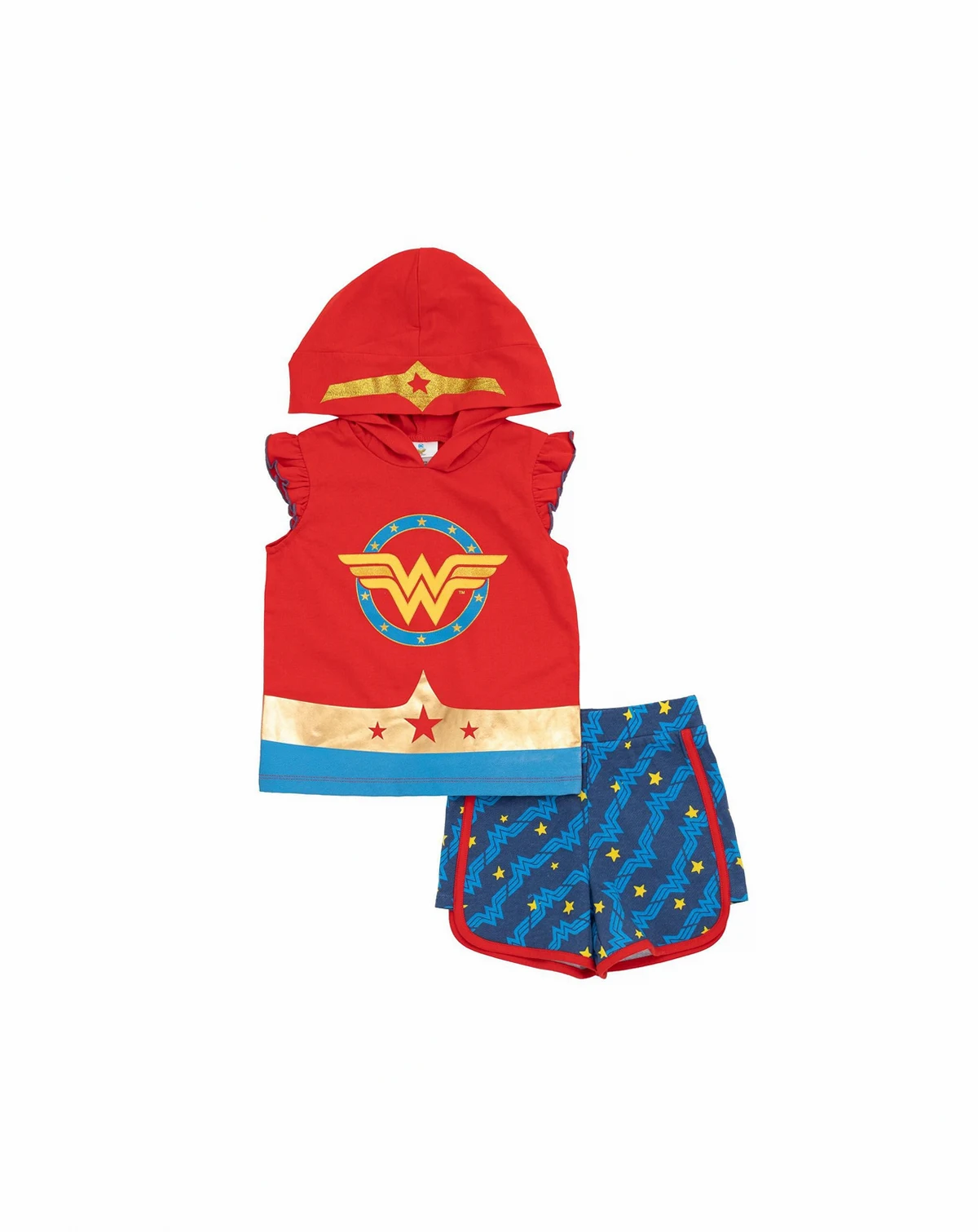 Toddler Girls Wonder Woman Tank Top and Active Retro Dolphin French Terry Shorts to