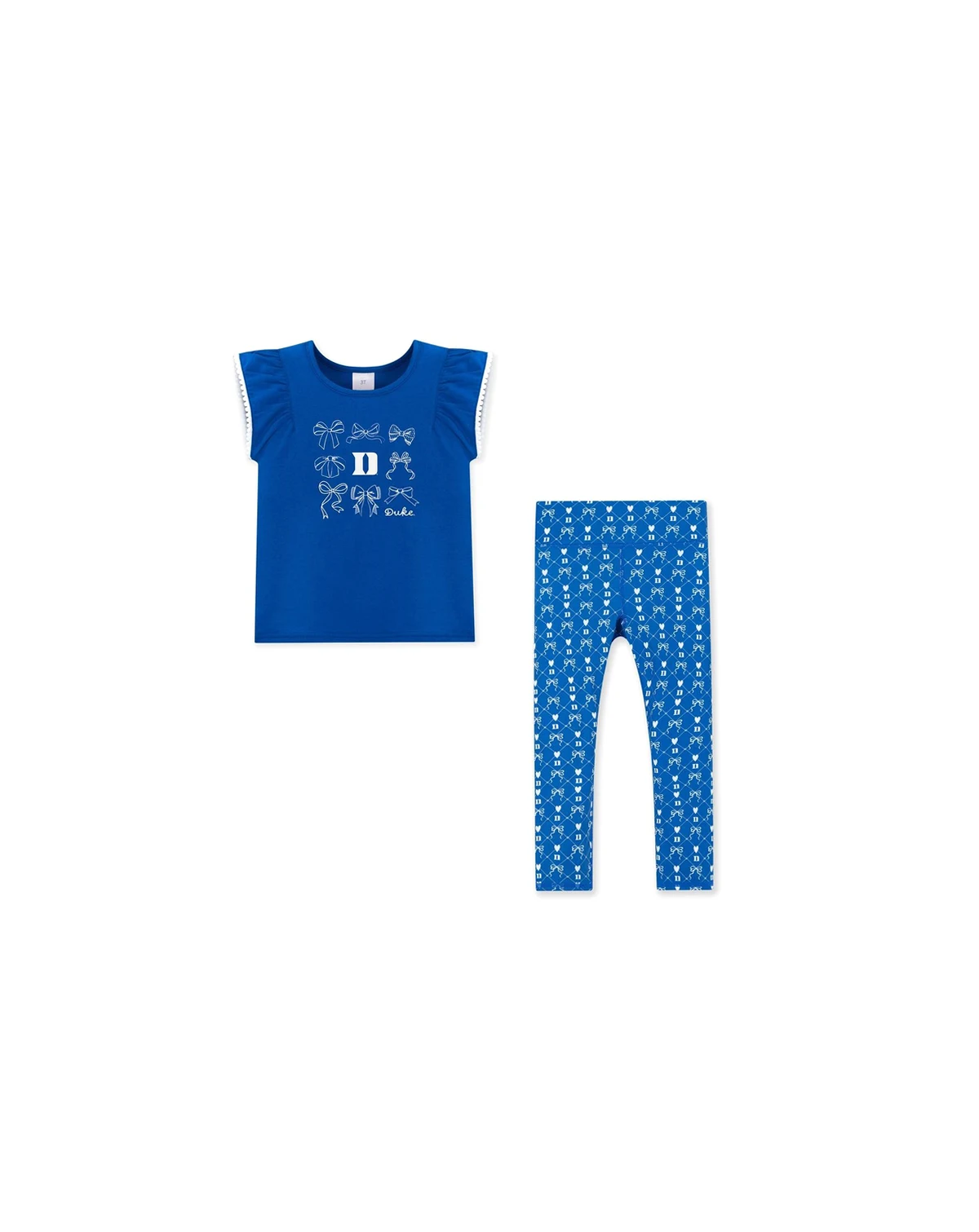 Girls Toddler 2-Piece Royal Duke Blue Devils Tri-Blend Bow Legging and T-Shirt Set