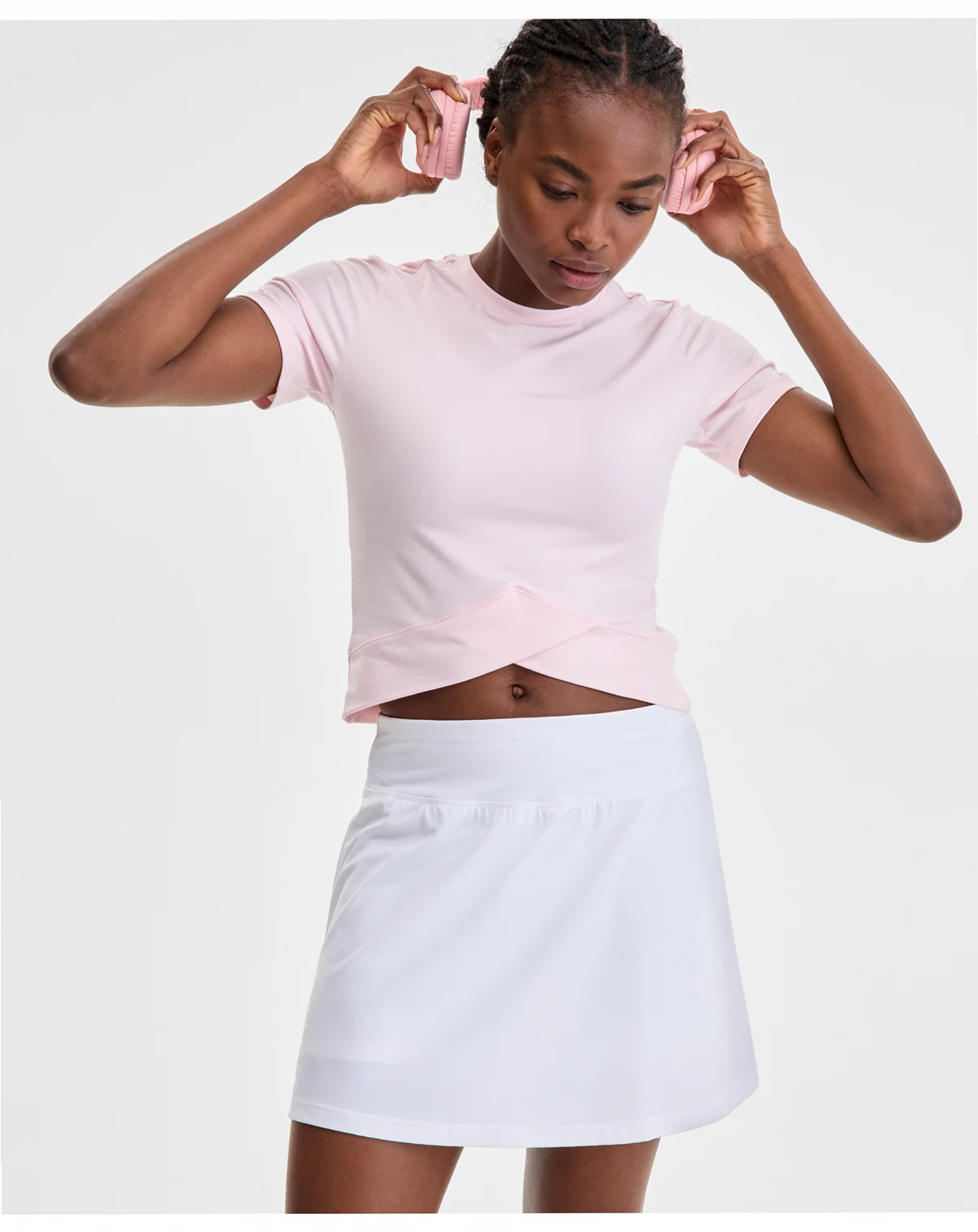 Women's Overlap Cropped Crewneck T-Shirt, Exclusively at Macy's