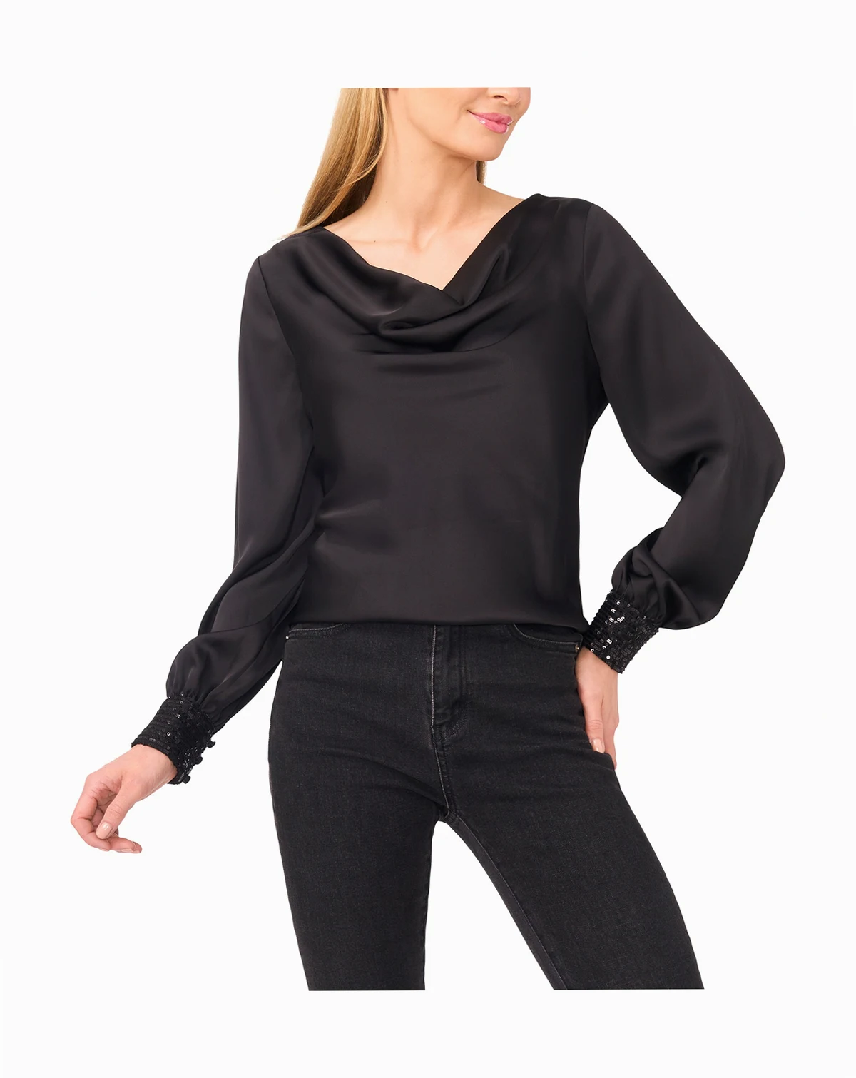 Women's Long-Sleeve Cowl Neck Top