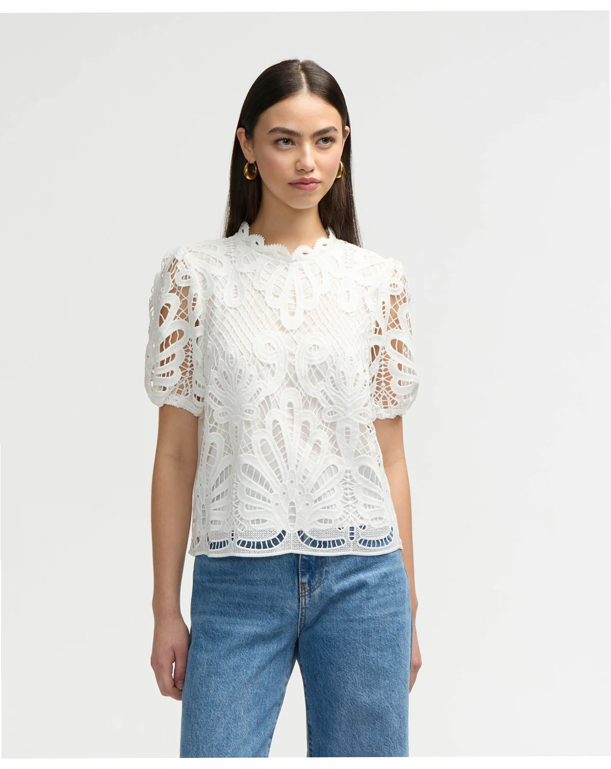 Women s Mock Neck Lace Top