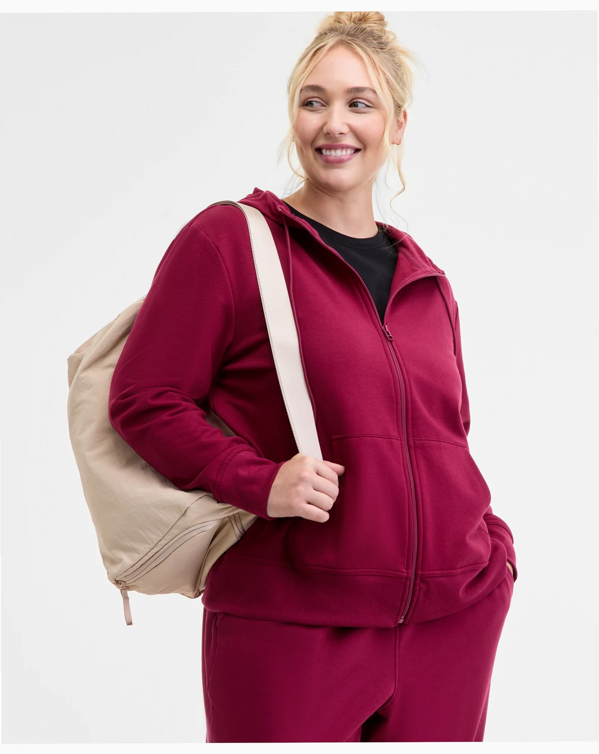 Women's Relaxed Zip-Front Long-Sleeve Fleece Hoodie, Created for Macy's