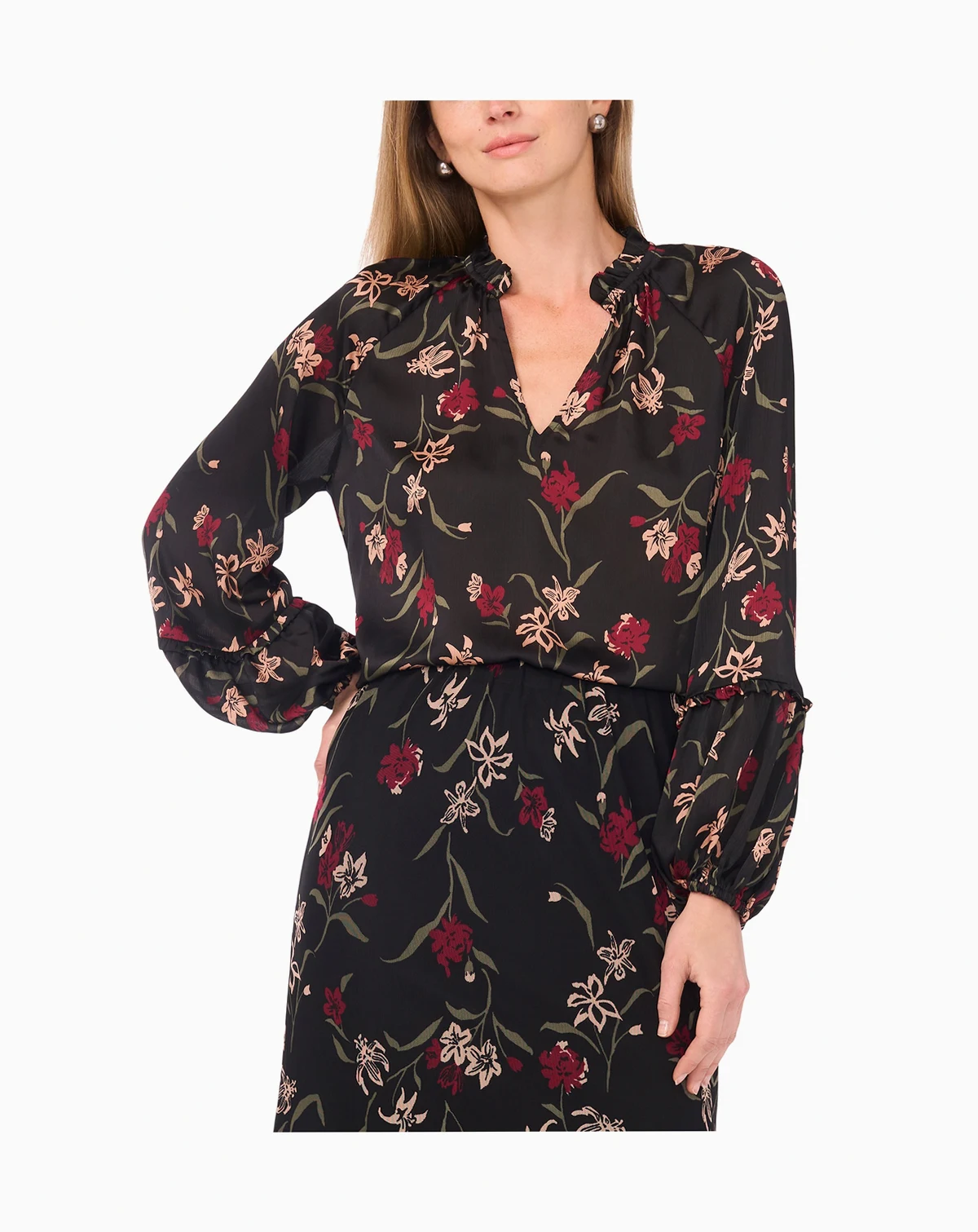 Women's Tie Hem Floral Top