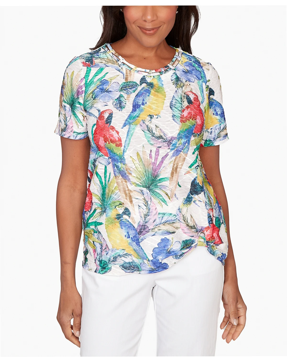 Women's Parrot Tropical Crew Neck T-Shirt