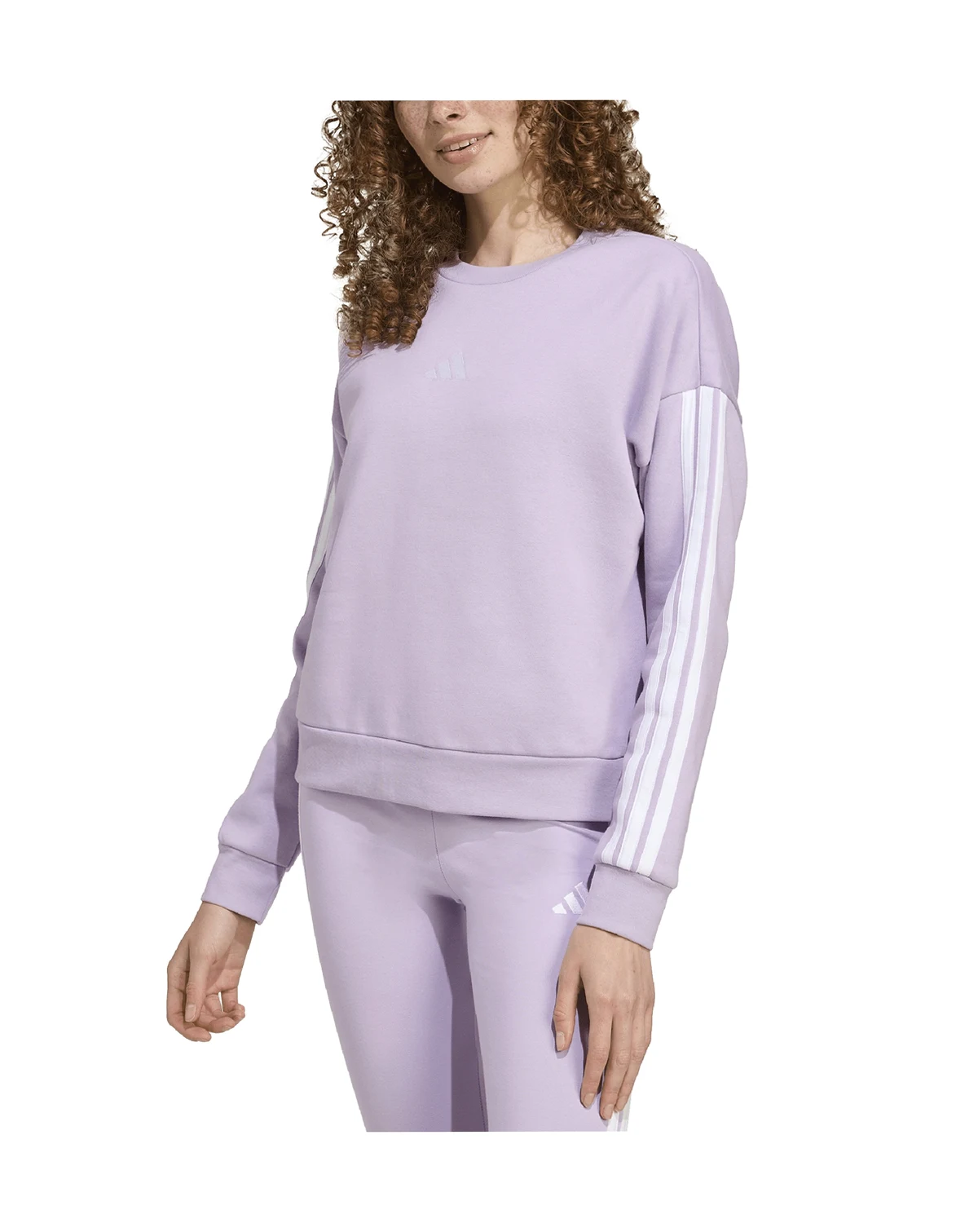 Women's Essentials 3-Stripes Fleece Crew Neck Sweatshirt