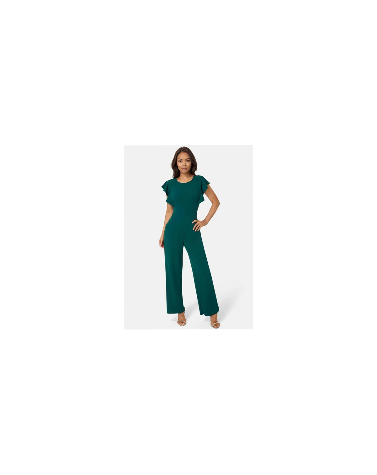Women's Scuba Crepe Jumpsuit With Ruffle Sleeve
