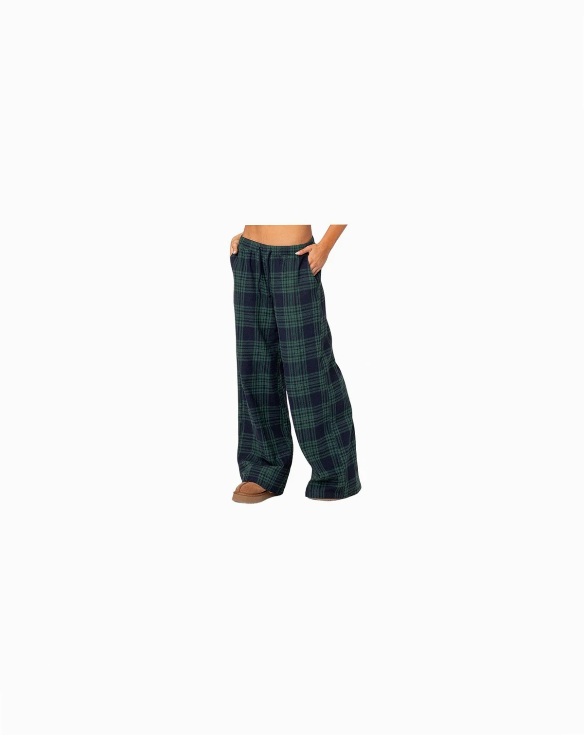 Women's Lounge Around Plaid Wide Leg Pants