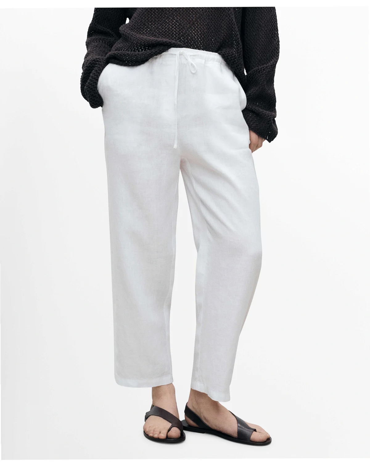 Women's Straight Linen-Blend Pants