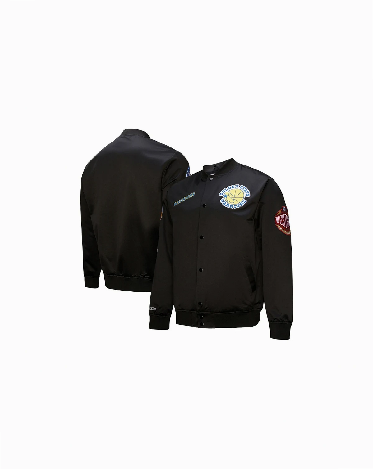 Men's Black Golden State Warriors Blackout Collection Vintage Full-Snap Satin Jacket