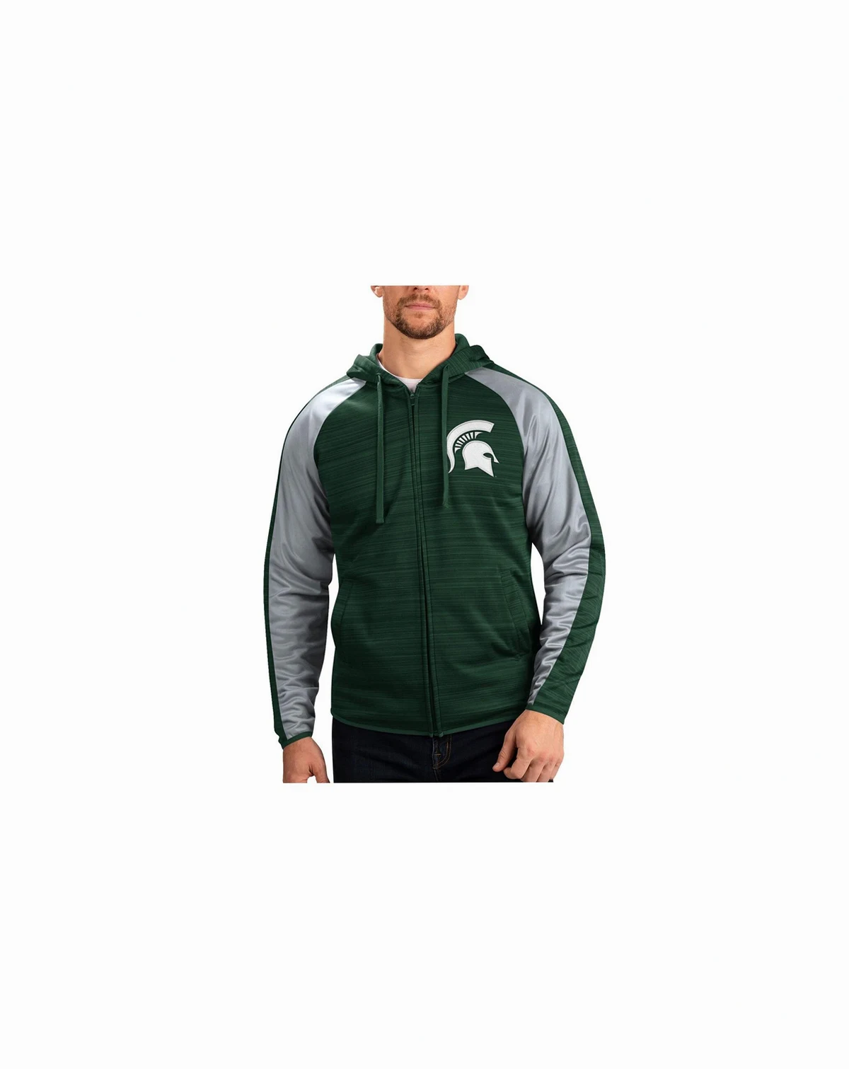 Men's Green Michigan State Spartans Neutral Zone Raglan Full-Zip Track Hoodie Jacket