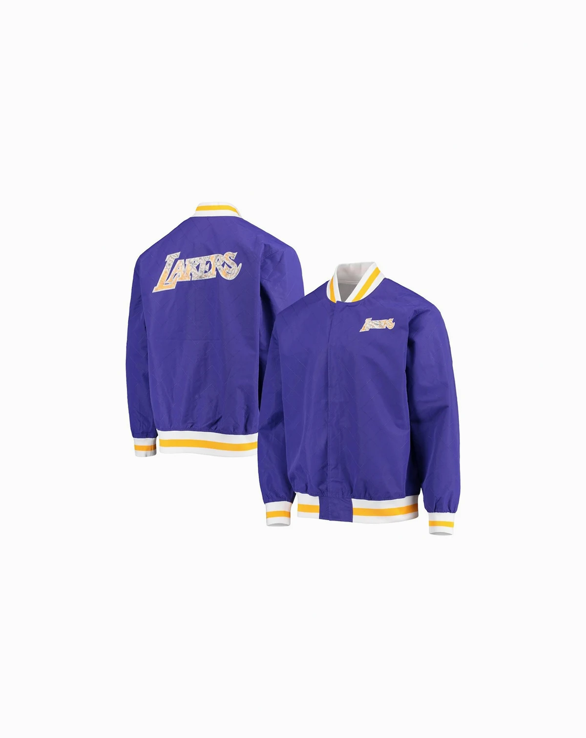 Men's Los Angeles Lakers Purple Hardwood Classics 75th Anniversary Authentic Warmup Full-Snap Jacket