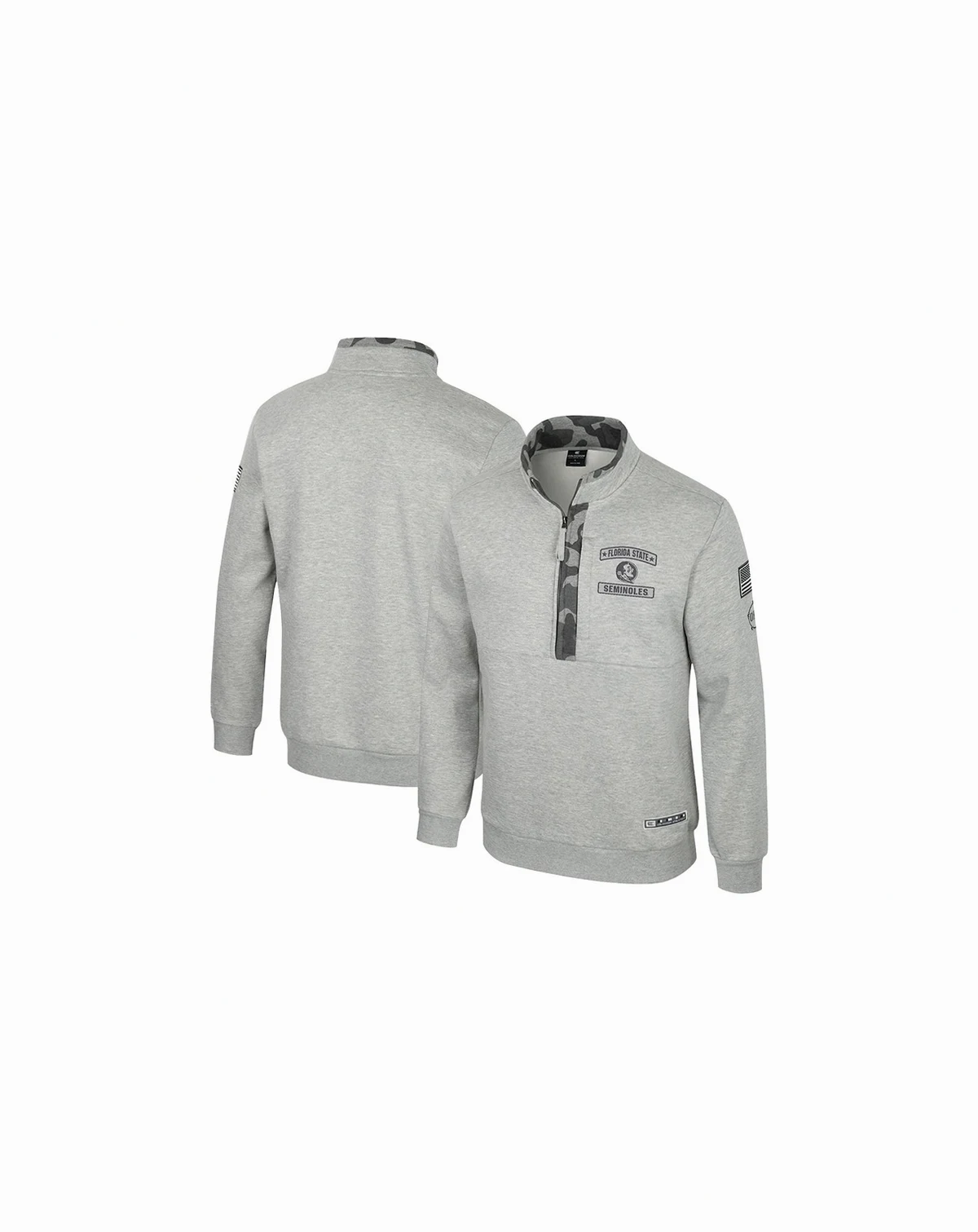 Men's Heather Gray Florida State Seminoles OORAH OHT Military Appreciation Fleece Quarter-Zip Jacket