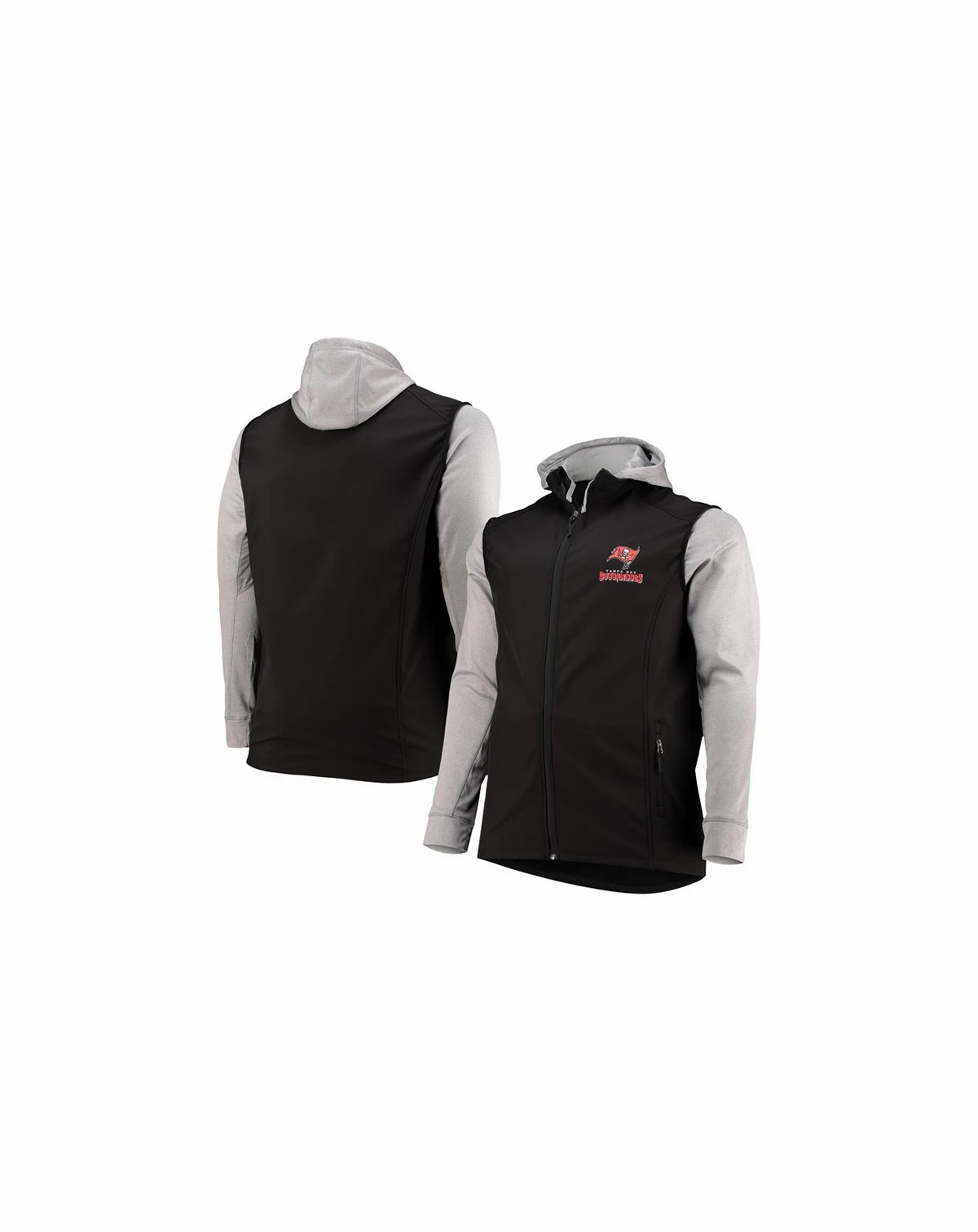 Men's Black and Gray Tampa Bay Buccaneers Big and Tall Alpha Full-Zip Hoodie Jacket