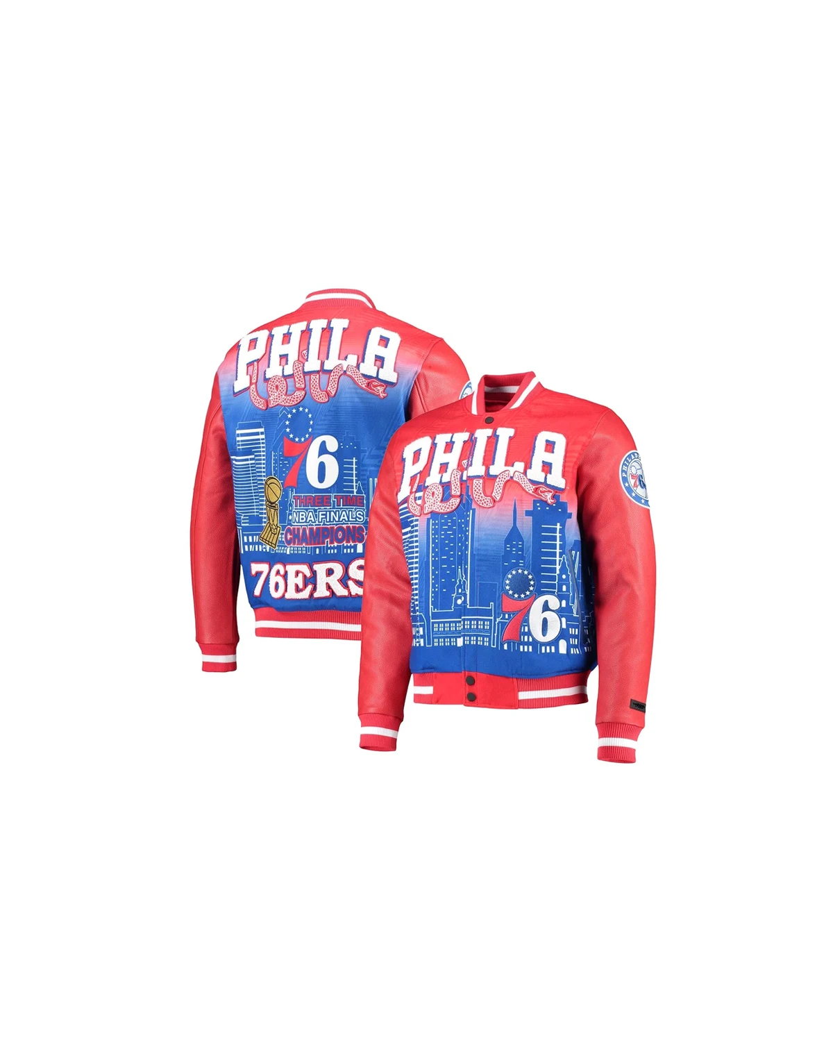 Men's Red Philadelphia 76ers Remix Varsity Full-Zip Jacket