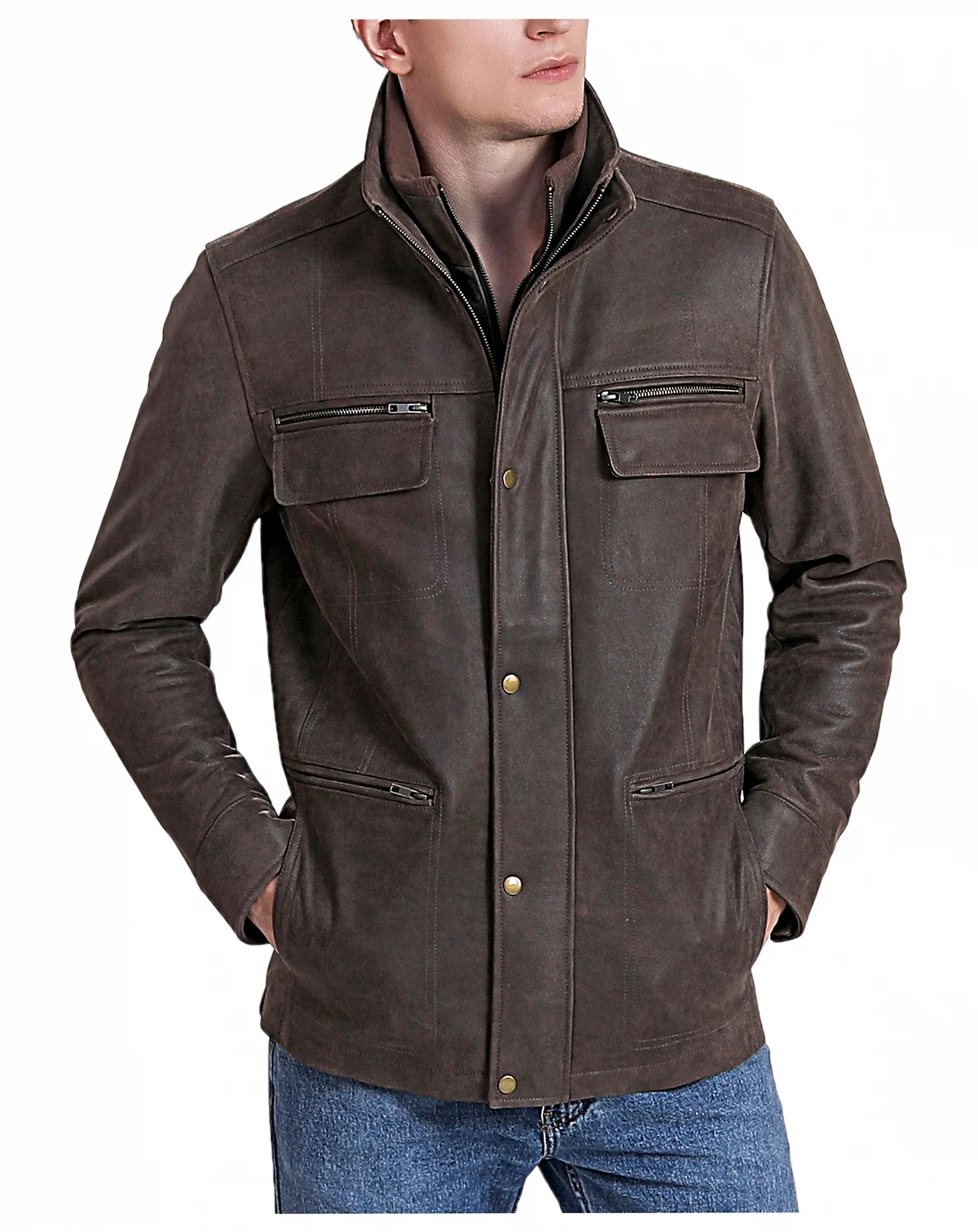 Men's Men Austin Distressed Leather Hipster Jacket