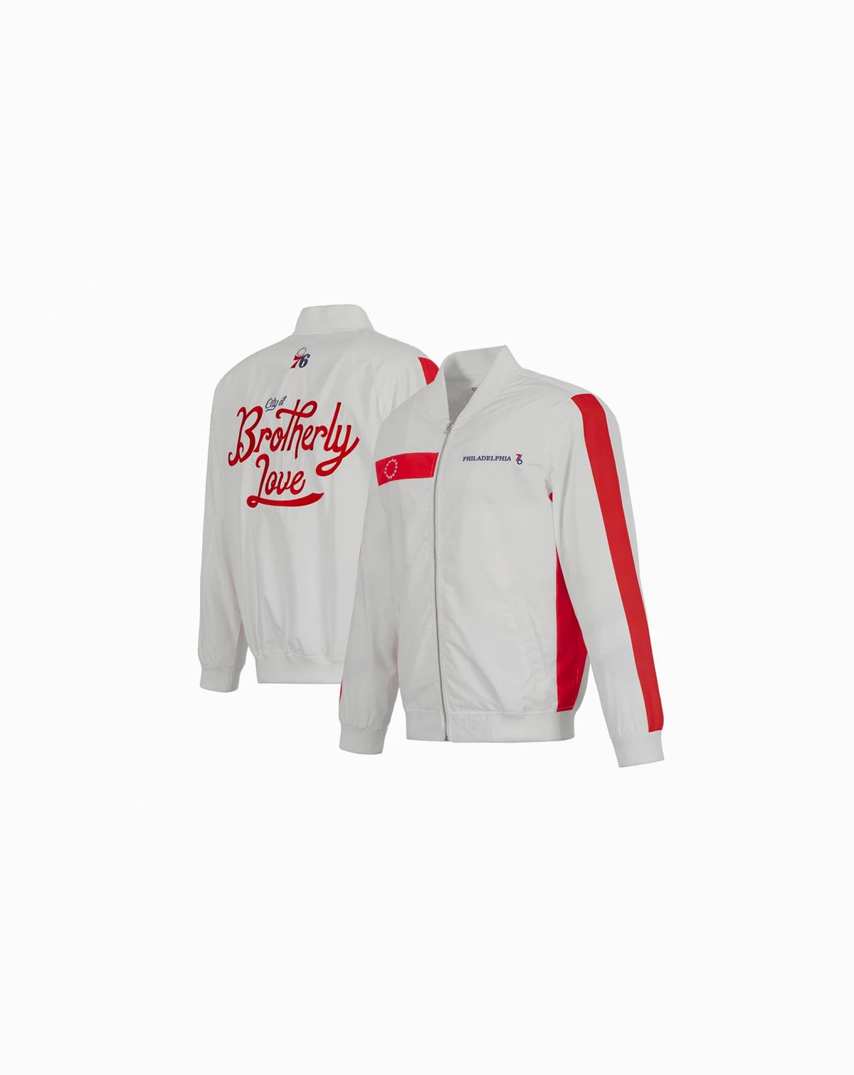 Men's White Philadelphia 76ers 2022/23 City Edition Full-Zip Nylon Bomber Jacket