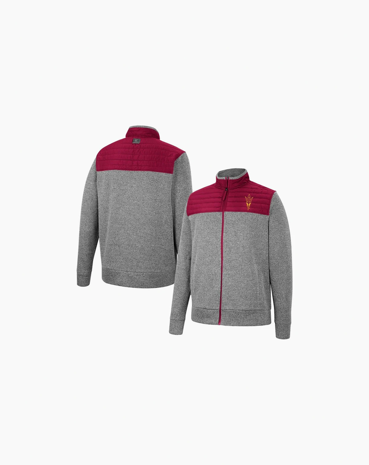Men's Gray, Maroon Arizona State Sun Devils Putter Herringbone Full-Zip Jacket
