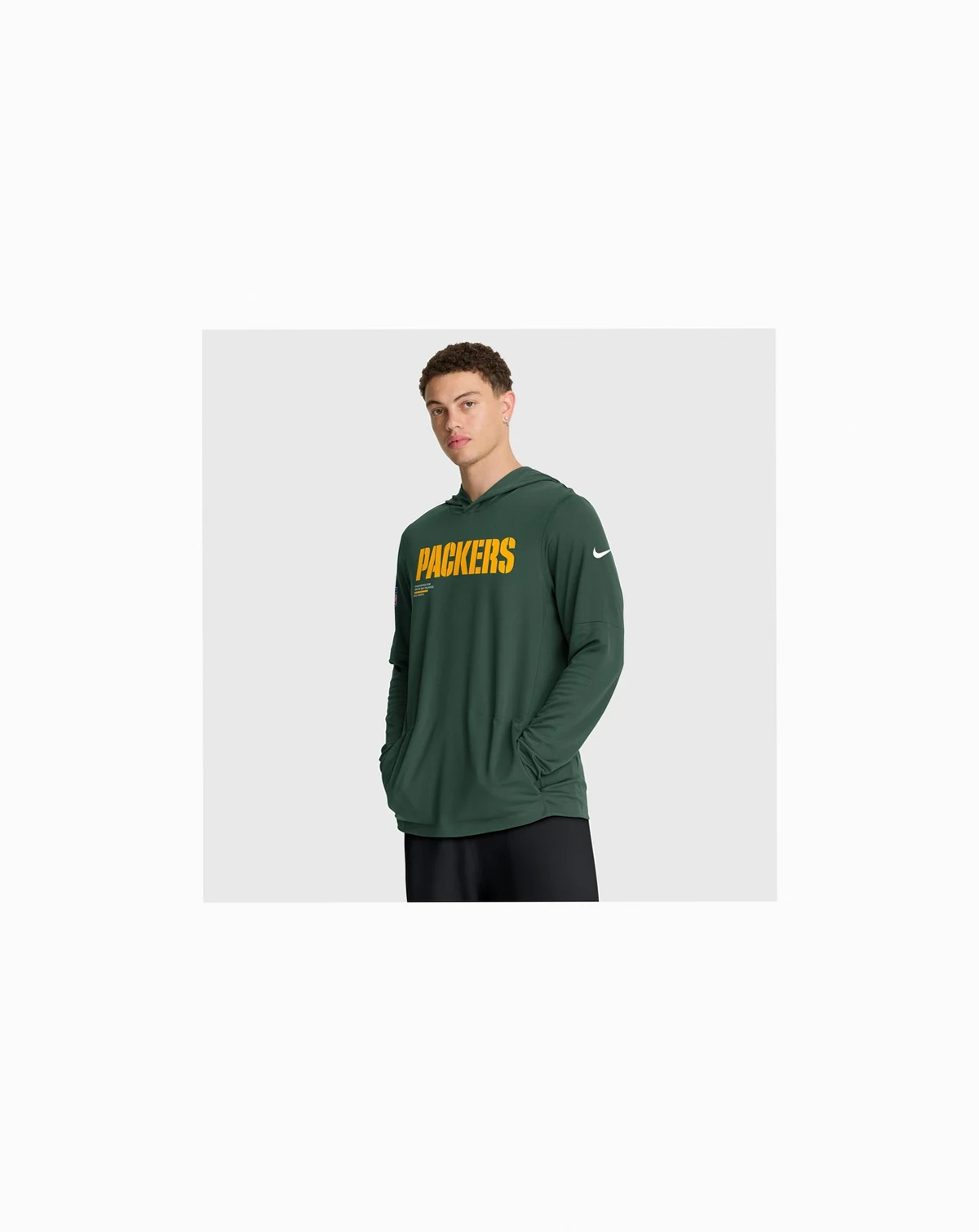Men's Green Green Bay Packers Sideline Pure Fury Performance Long Sleeve Hoodie T-Shirt