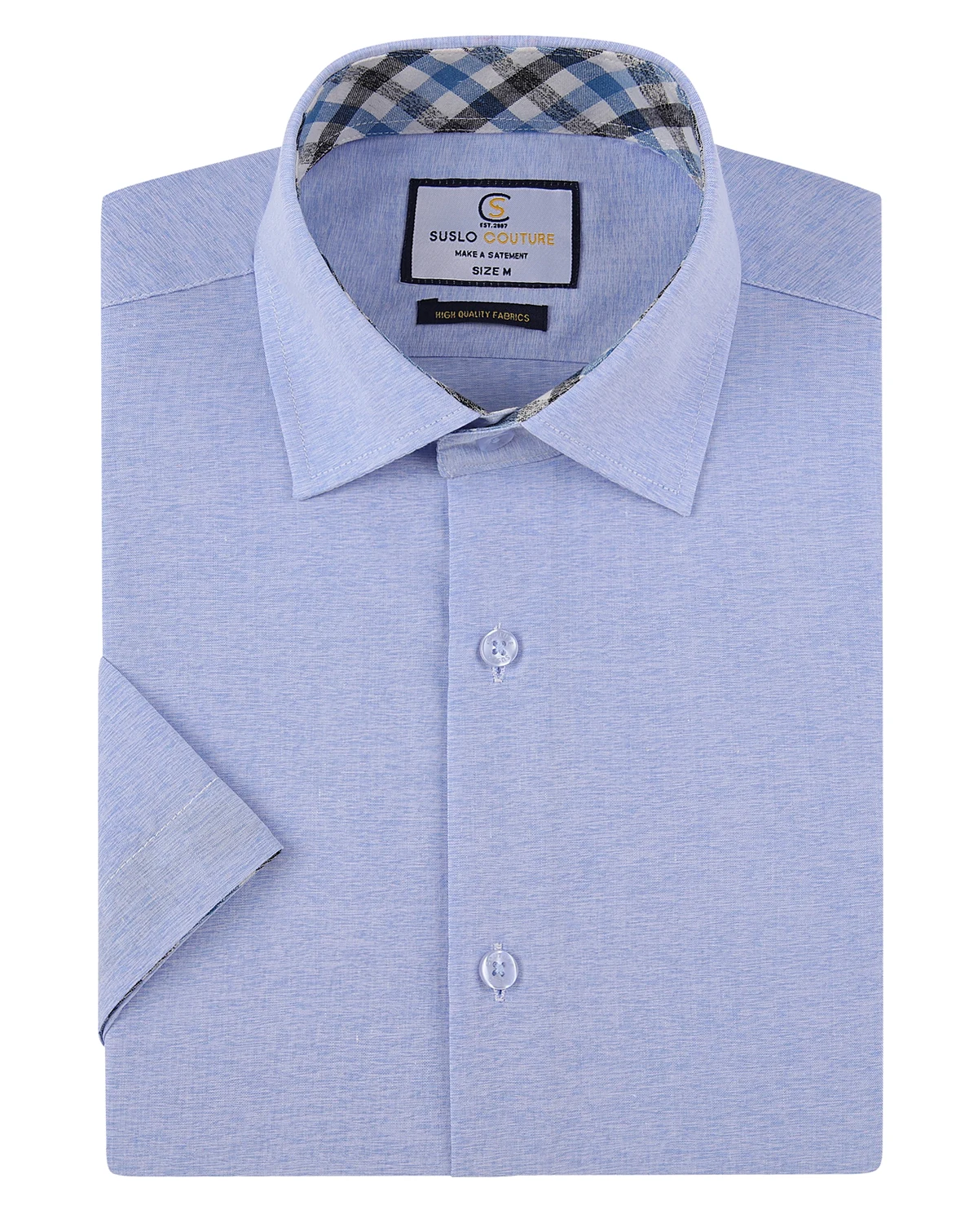 Men's Slim Fit Linen Look Short Sleeve Button Down Shirt