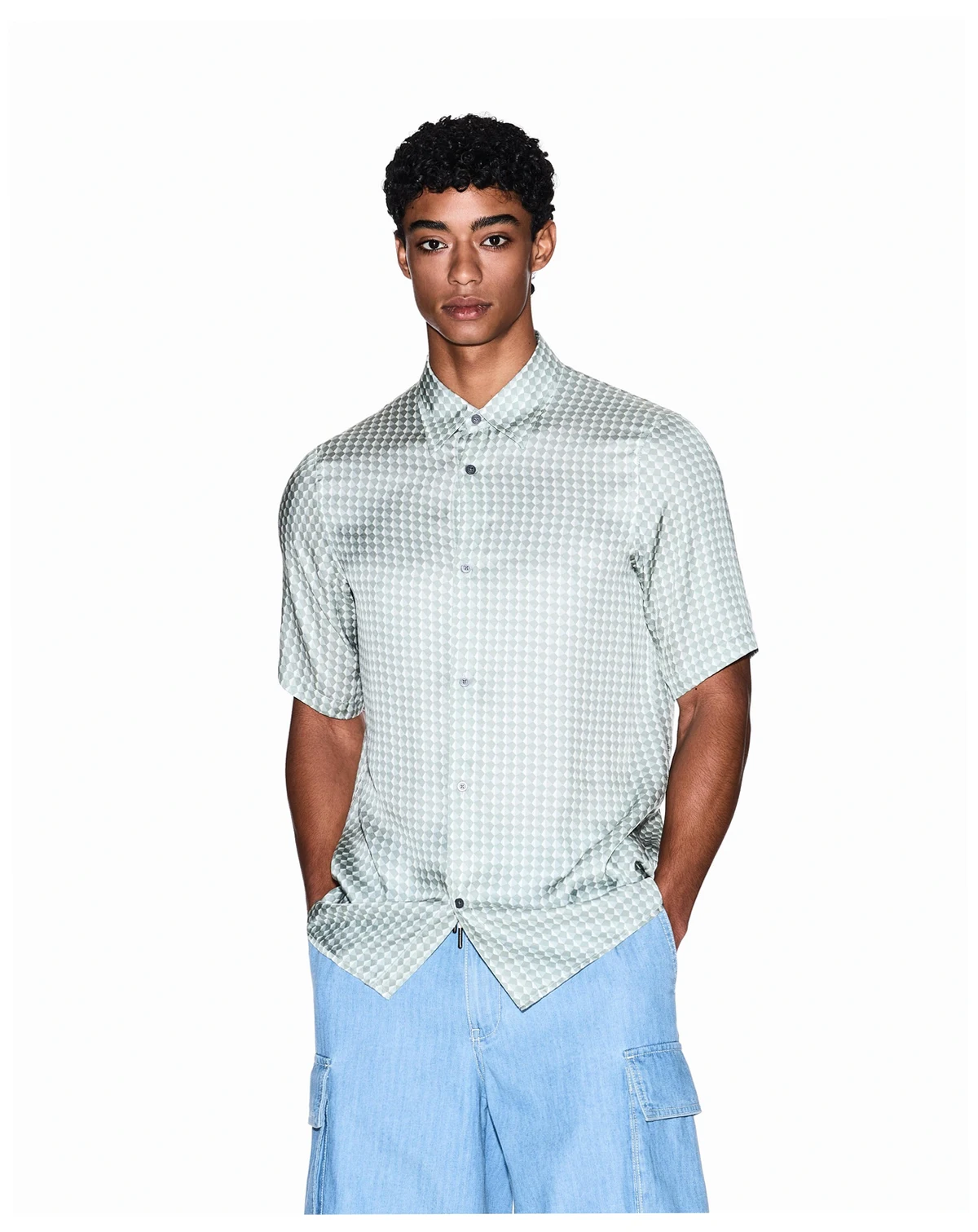 Men's Short Sleeve Viscose Print Woven Shirt