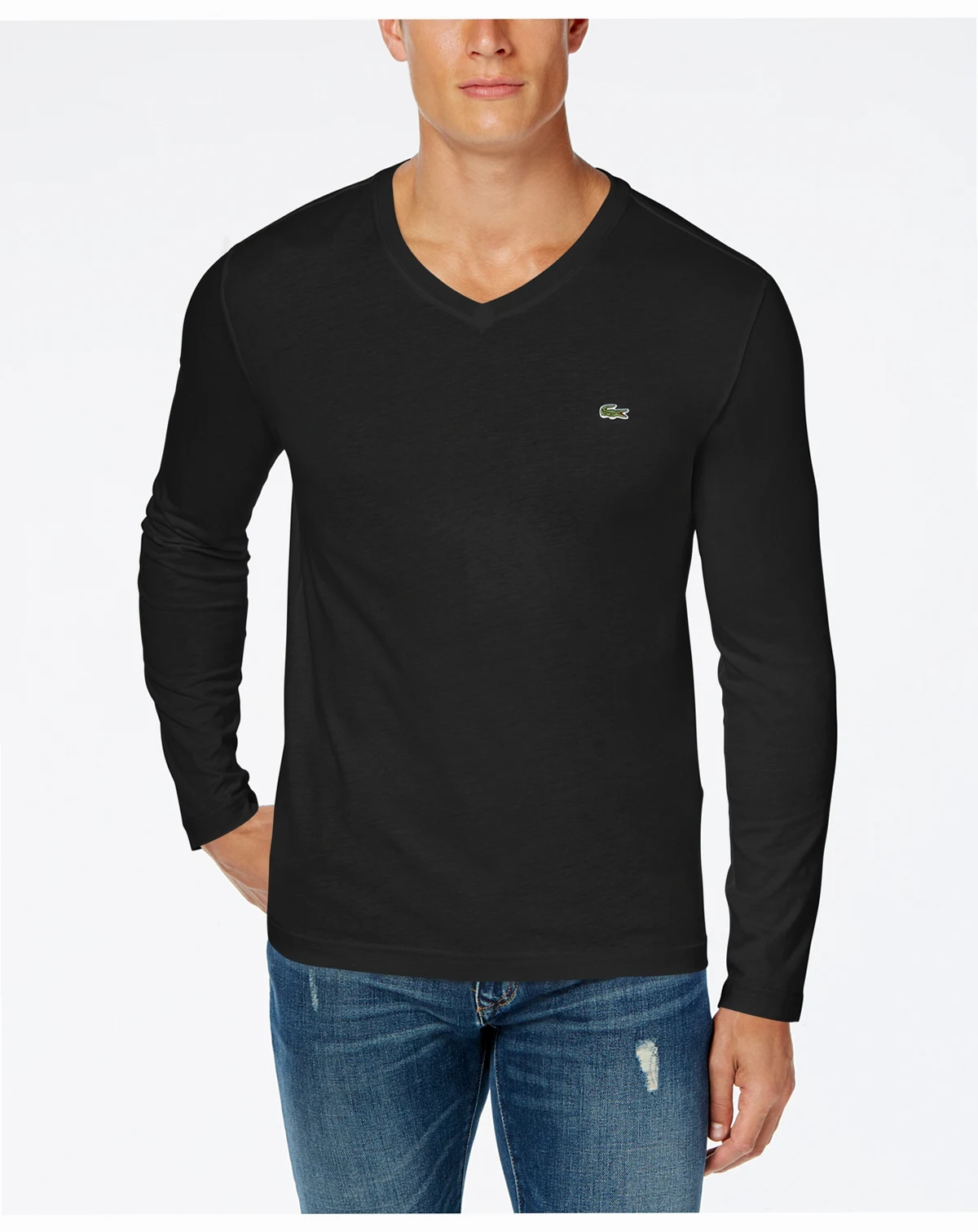 Men's V-Neck Casual Long Sleeve Jersey T-Shirt