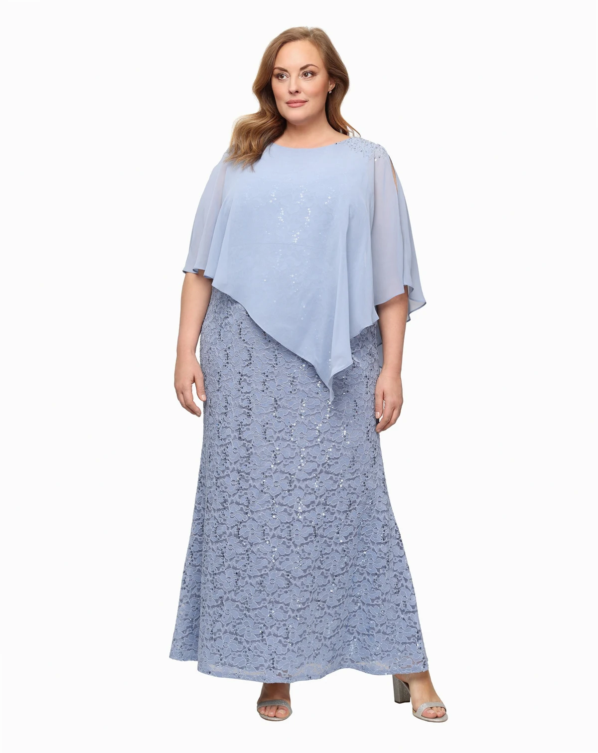 Plus Size Beaded Popover Gown
