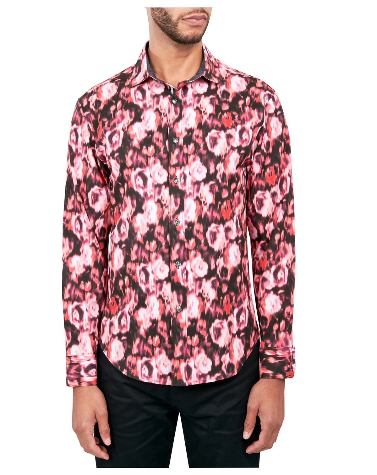Men's Regular-Fit Non-Iron Performance Stretch Abstract Floral Button-Down Shirt