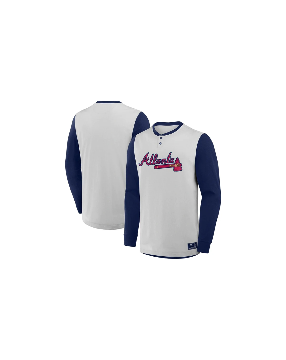 Men's Gray/Navy Atlanta Braves Clubhouse Long Sleeve Henley Shirt