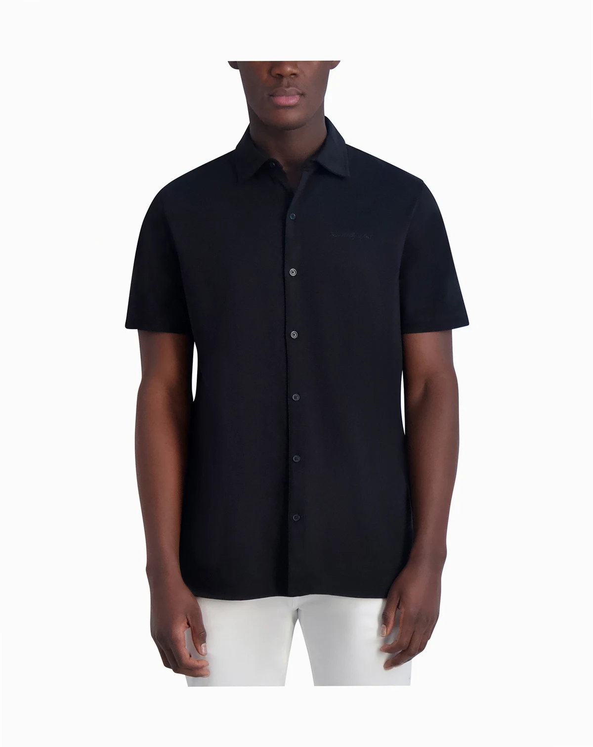 Men's Short Sleeve Collared Knit Button Front T-Shirt