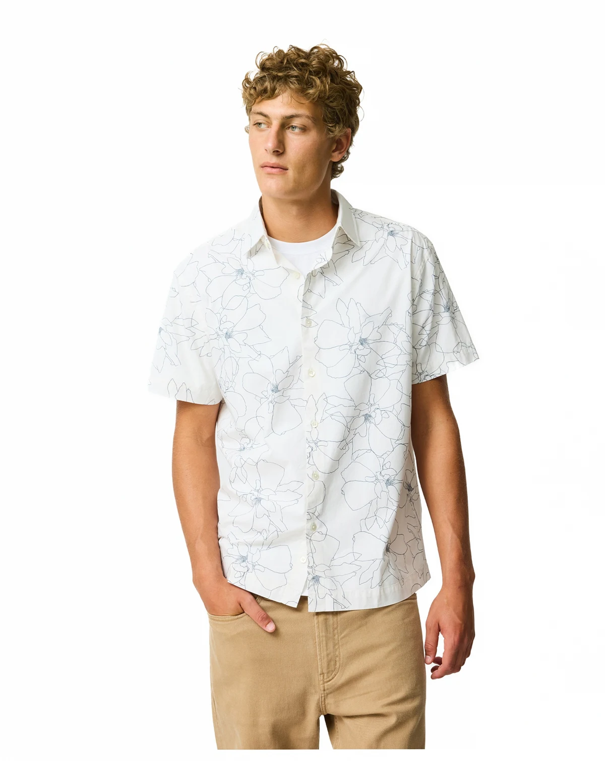 Men's Regular Fit Bird Rock Short Sleeve Cotton Shirt