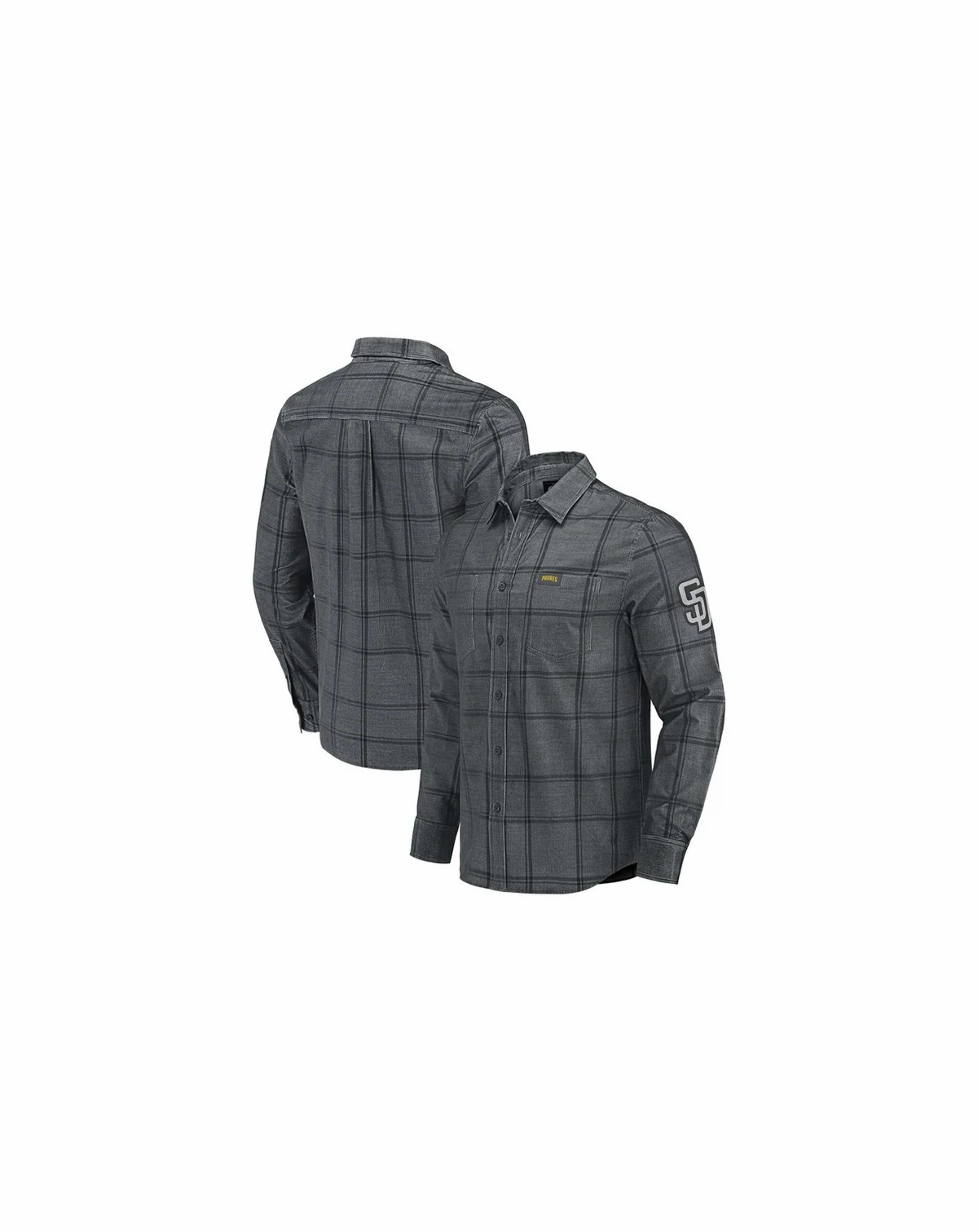 Men's Darius Rucker Collection by Fanatics Gray San Diego Padres Thin Wale Corduroy Plaid Button Up Shirt