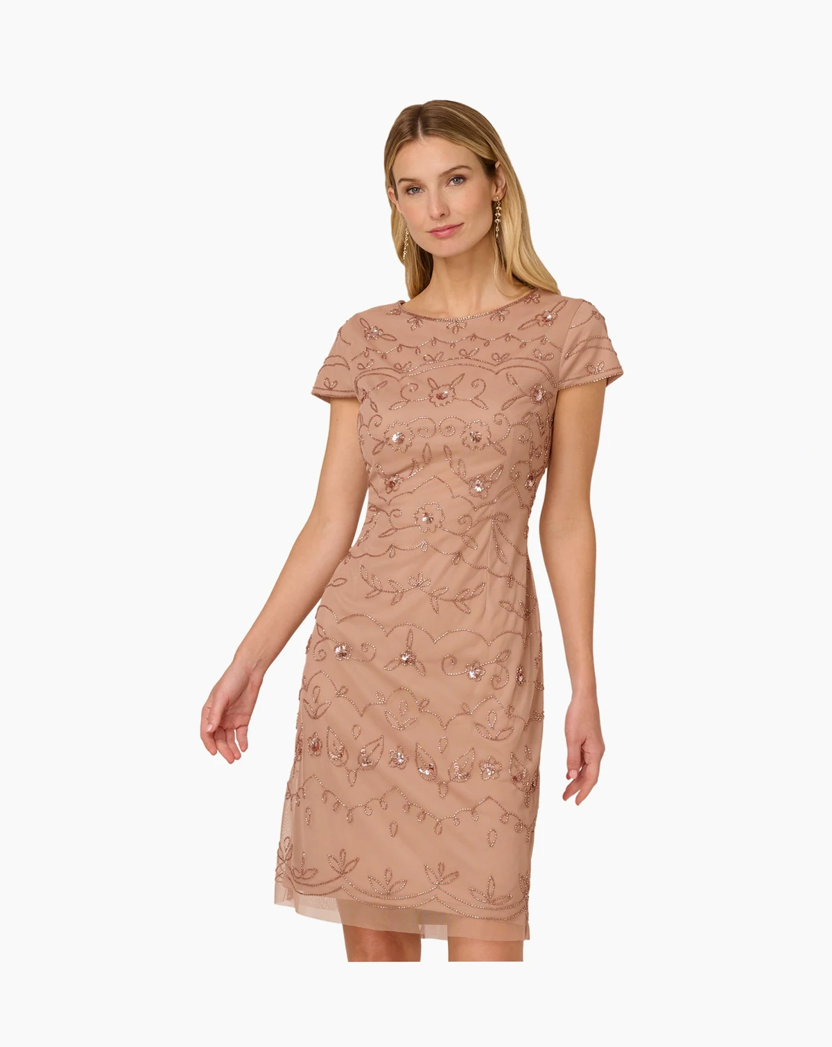 Women's Boat-Neck Beaded Sheath Dress