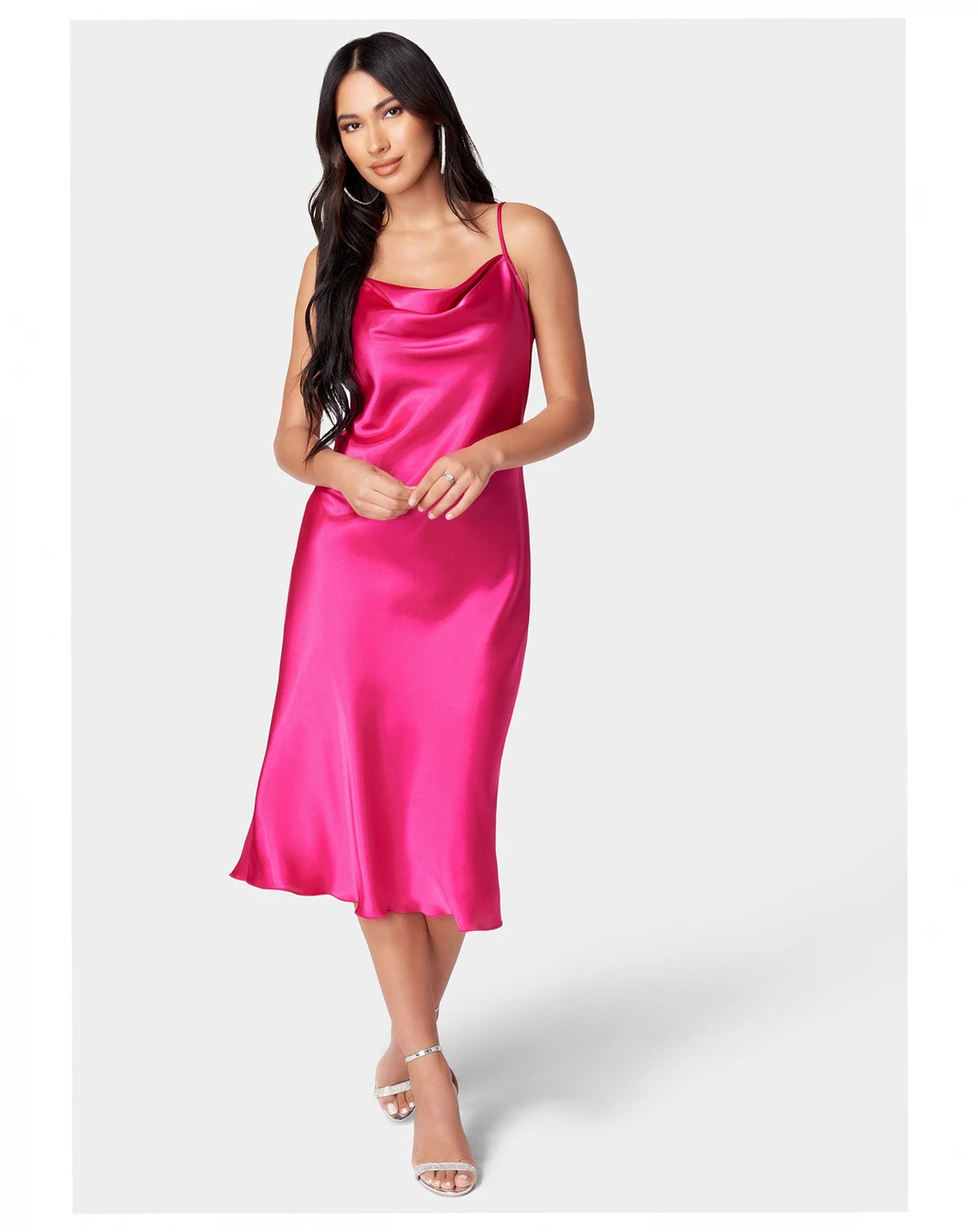 Women's Satin Midi Slip Dress