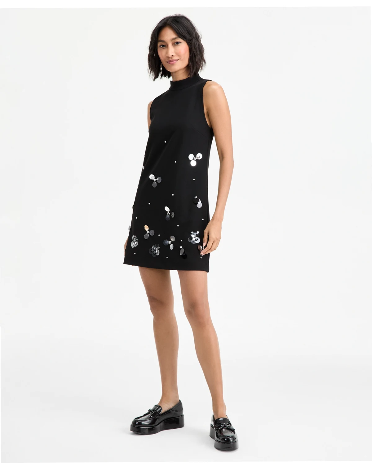 Women's Paillette Embellished Mock Neck Shift Dress, Macy's Exclusive