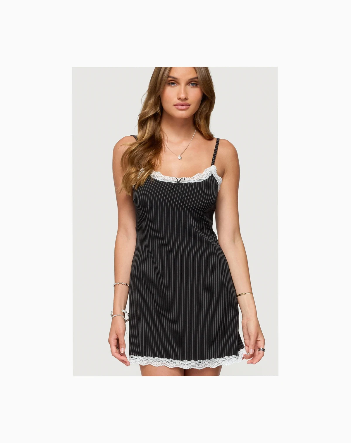 Women's Liel Contrast Lace Pinstripe Mini Dress